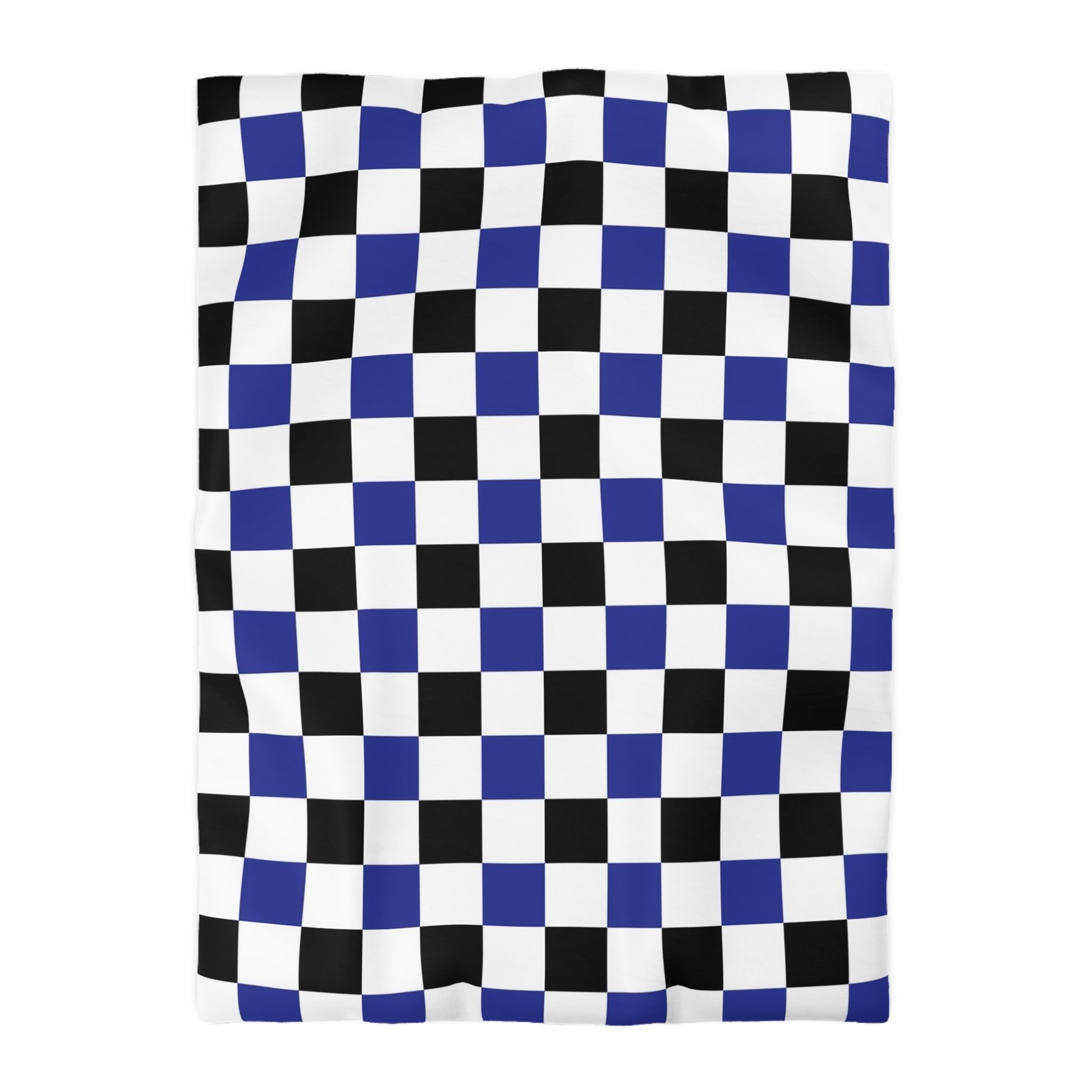 Checkerboard Blue White and Black Microfiber Duvet Cover, Artsulli - Art is Long, Life is Short, Home Decor, Size, Twin XL, Color, White, , , 23843935261651264188