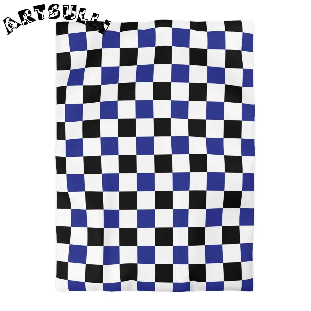 JAKKOUTTHEBXX Checkerboard Blue White and Black Microfiber Duvet