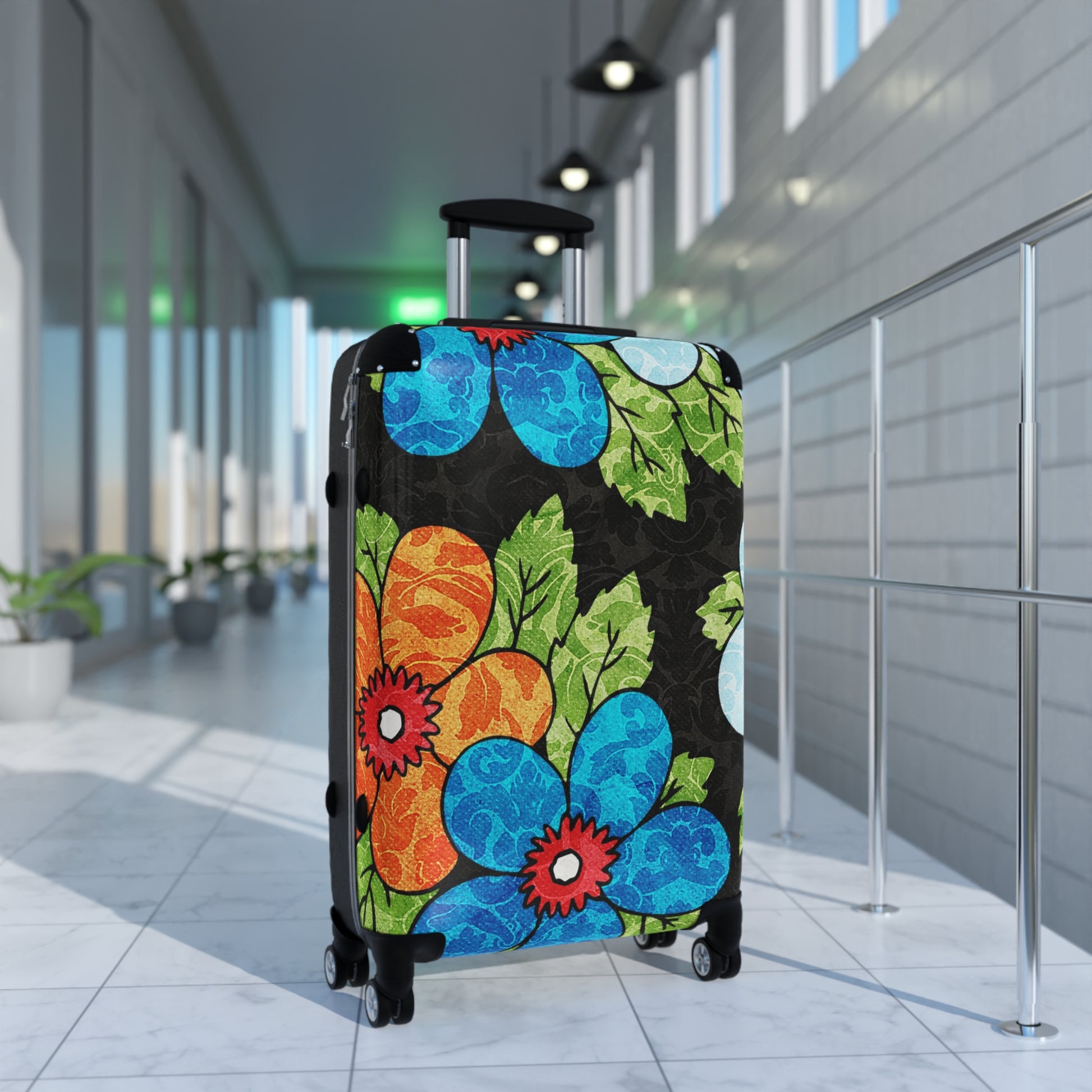 Groovy Black Floral Kl Suitcase, Artsulli - Art is Long, Life is Short, Bags, , , , , , , 