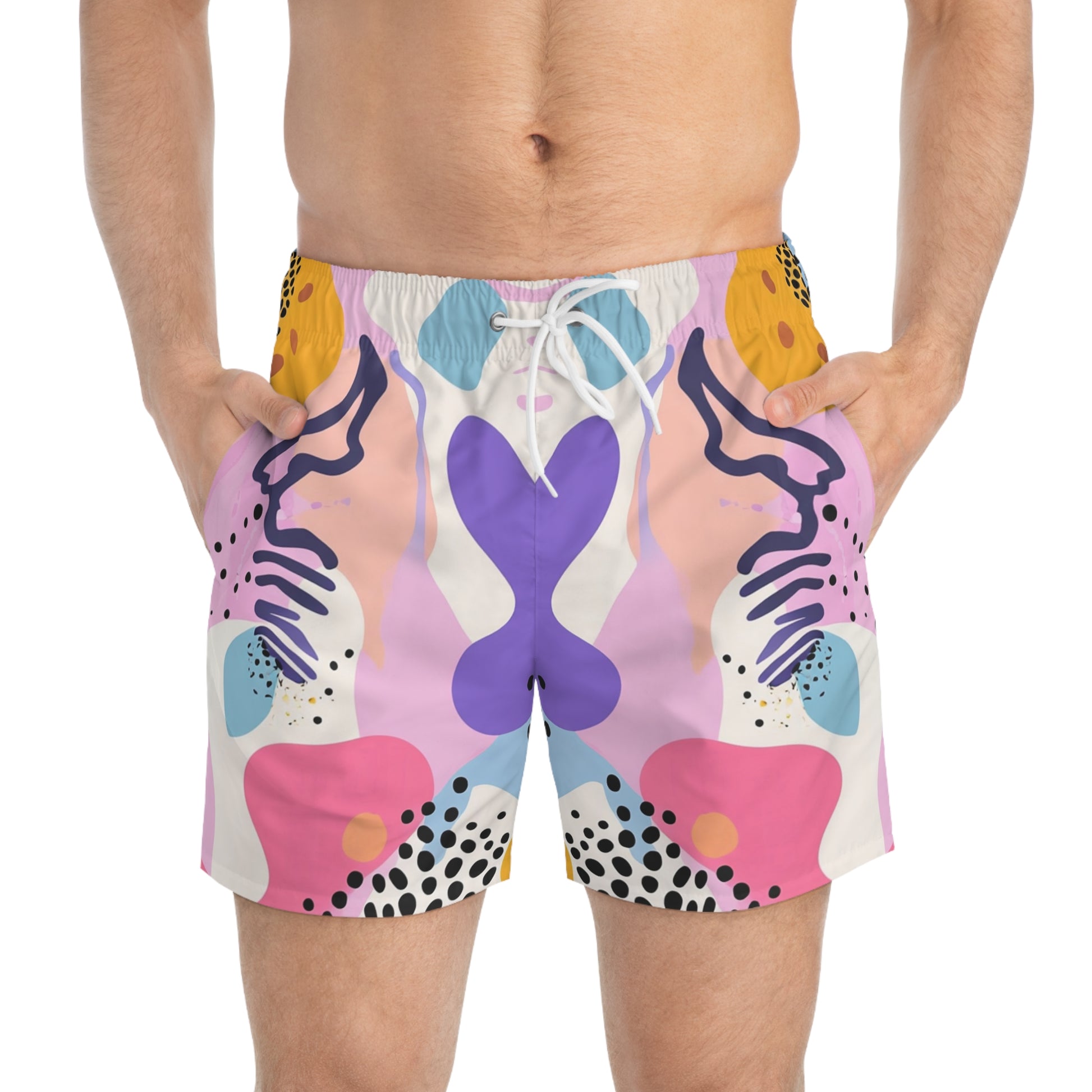 Colorful Abstract Shapes Swim Trunks (AOP), Artsulli - Art is Long, Life is Short, All Over Prints, , , , , , , 