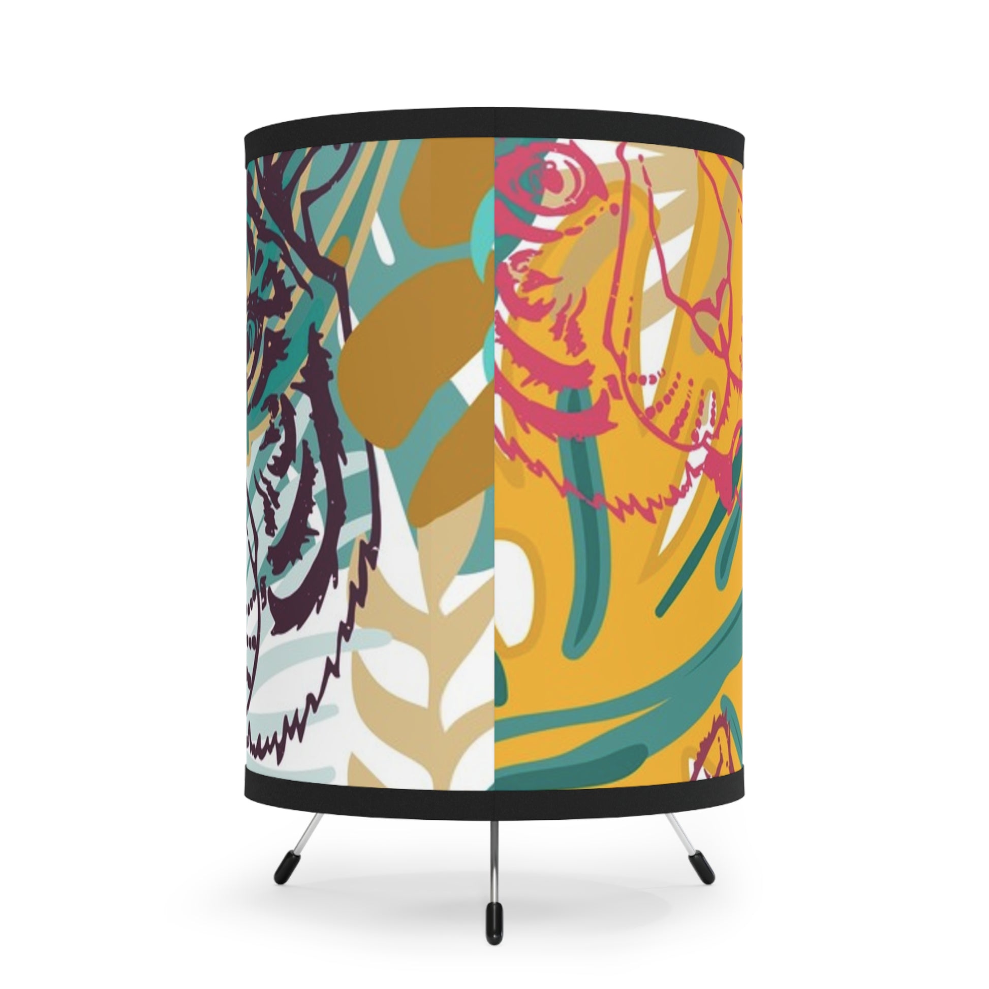 Tropical Jungle Tigers Brown and Green Tripod Lamp with High-Res Printed Shade, US\CA plug, Artsulli - Art is Long, Life is Short, Home Decor, , , , , , , 