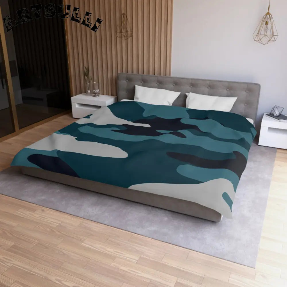 JAKKOUTTHEBXX Blue Camouflage Microfiber Duvet Cover JAKKOUTTHEBXX