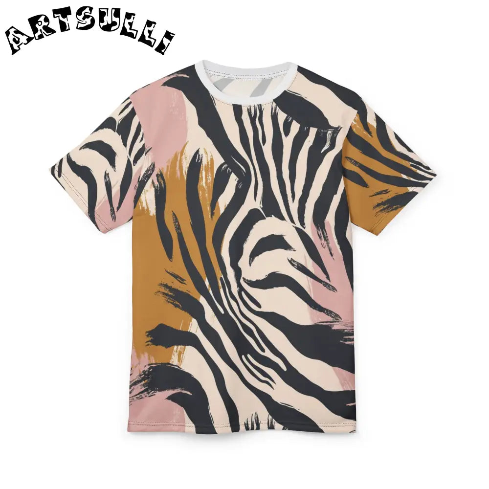 JAKKOUTTHEBXX Short Sleeve Abstract Zebra Print Art Printed Tee