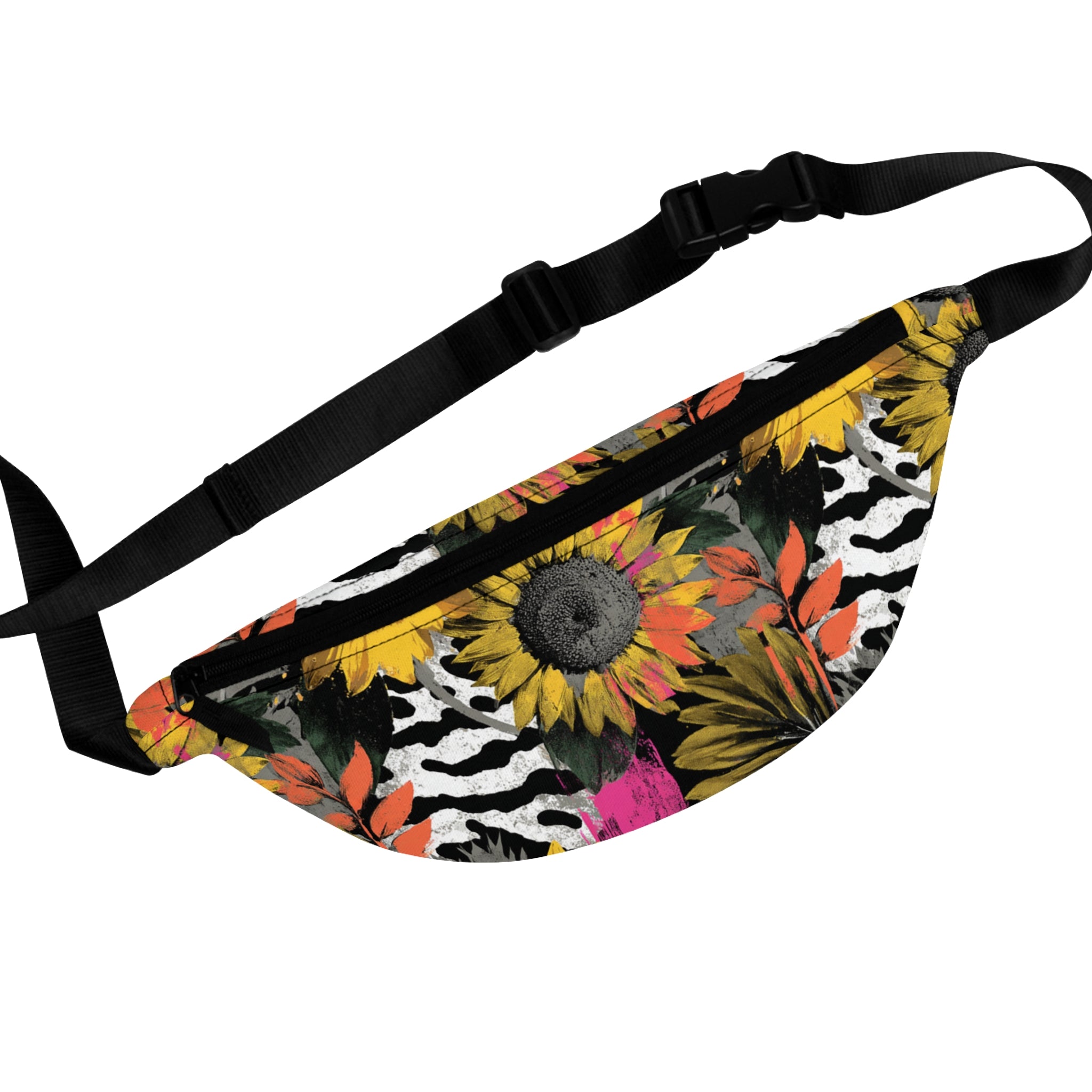 Zebra Stripes x Sunflowers Multi-Color Fanny Pack, Artsulli - Art is Long, Life is Short, Bags, Size, One size, , , , , 90170132344425276767
