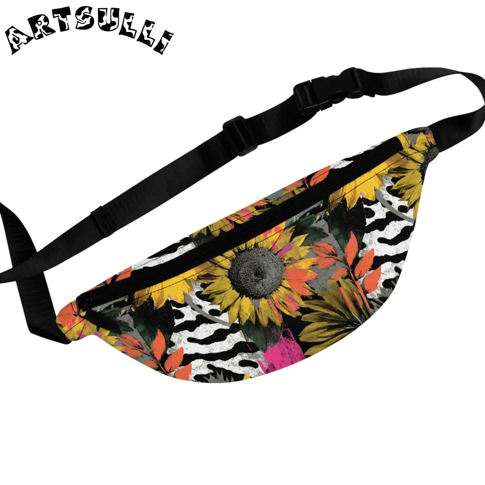 Zebra Stripes x Sunflowers Multi-Color Fanny Pack, Artsulli - Art is Long, Life is Short, Bags, Size, One size, , , , , 90170132344425276767