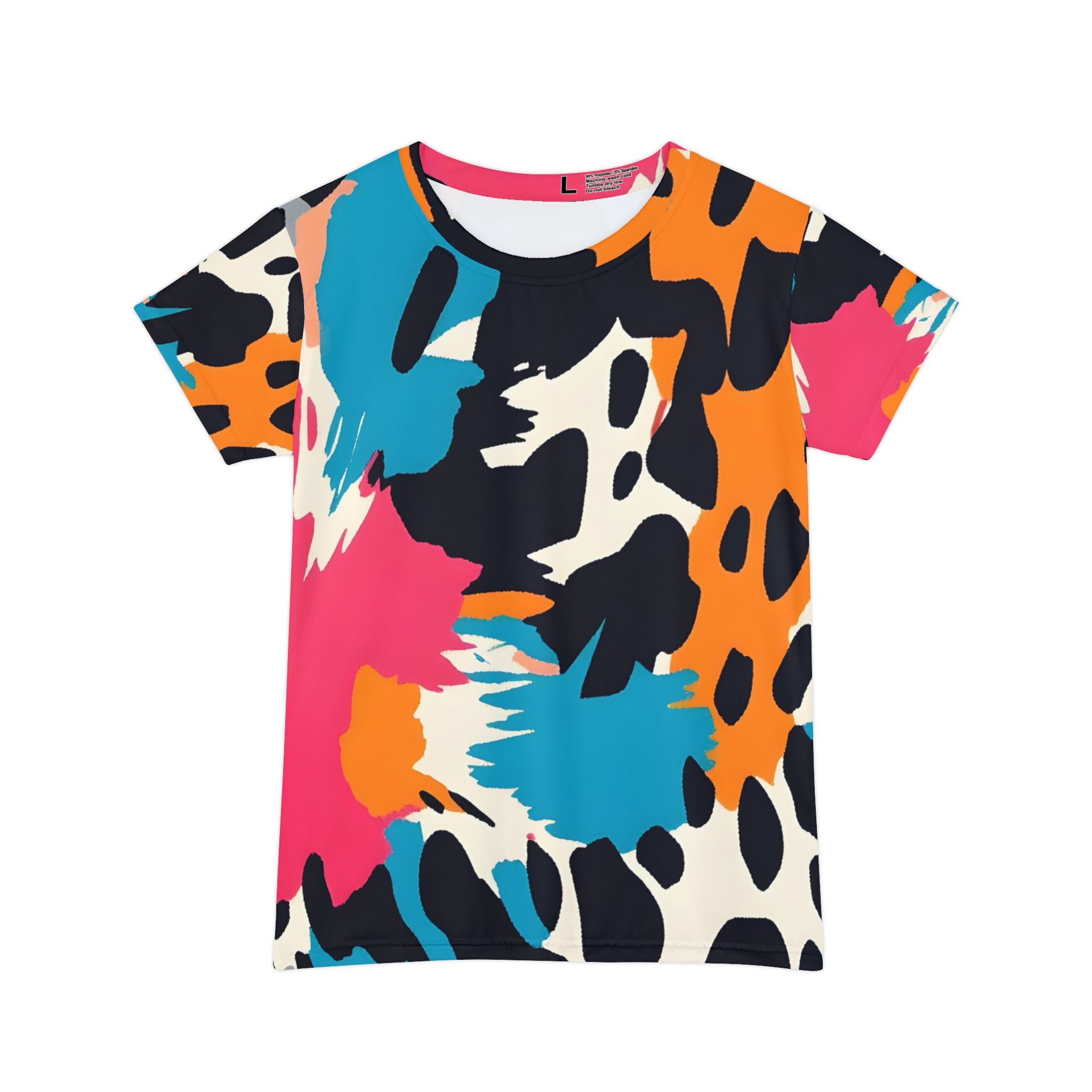 Wild Brush Strokes x Animal Print Multi-Color Women's Short Sleeve Shirt (AOP), Artsulli - Art is Long, Life is Short, All Over Prints, Size, XS, , , , , 14387310622280935466