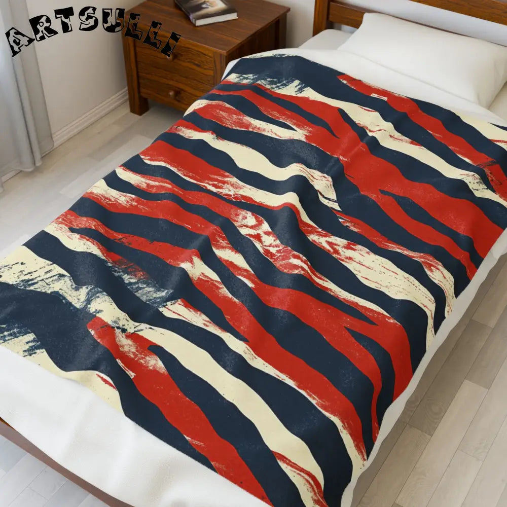 JAKKOUTTHEBXX Capricious Tiger Wave Velveteen Plush Blanket