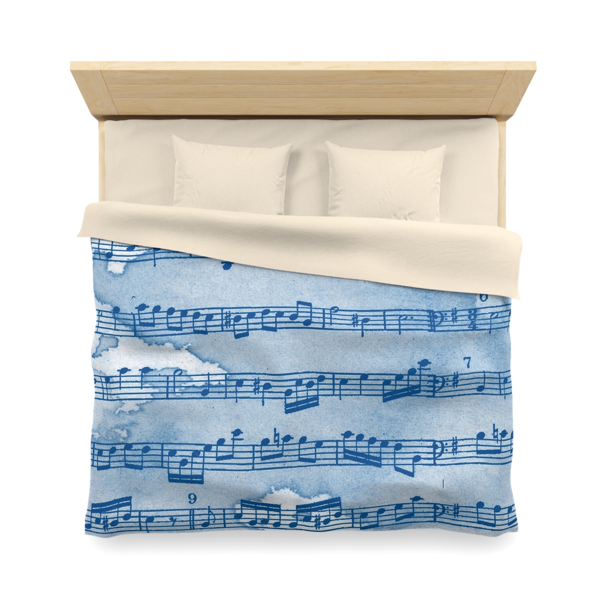 Drip Spill Type Beat Sheet Music Blue Microfiber Duvet Cover, Artsulli - Art is Long, Life is Short, Home Decor, , , , , , , 