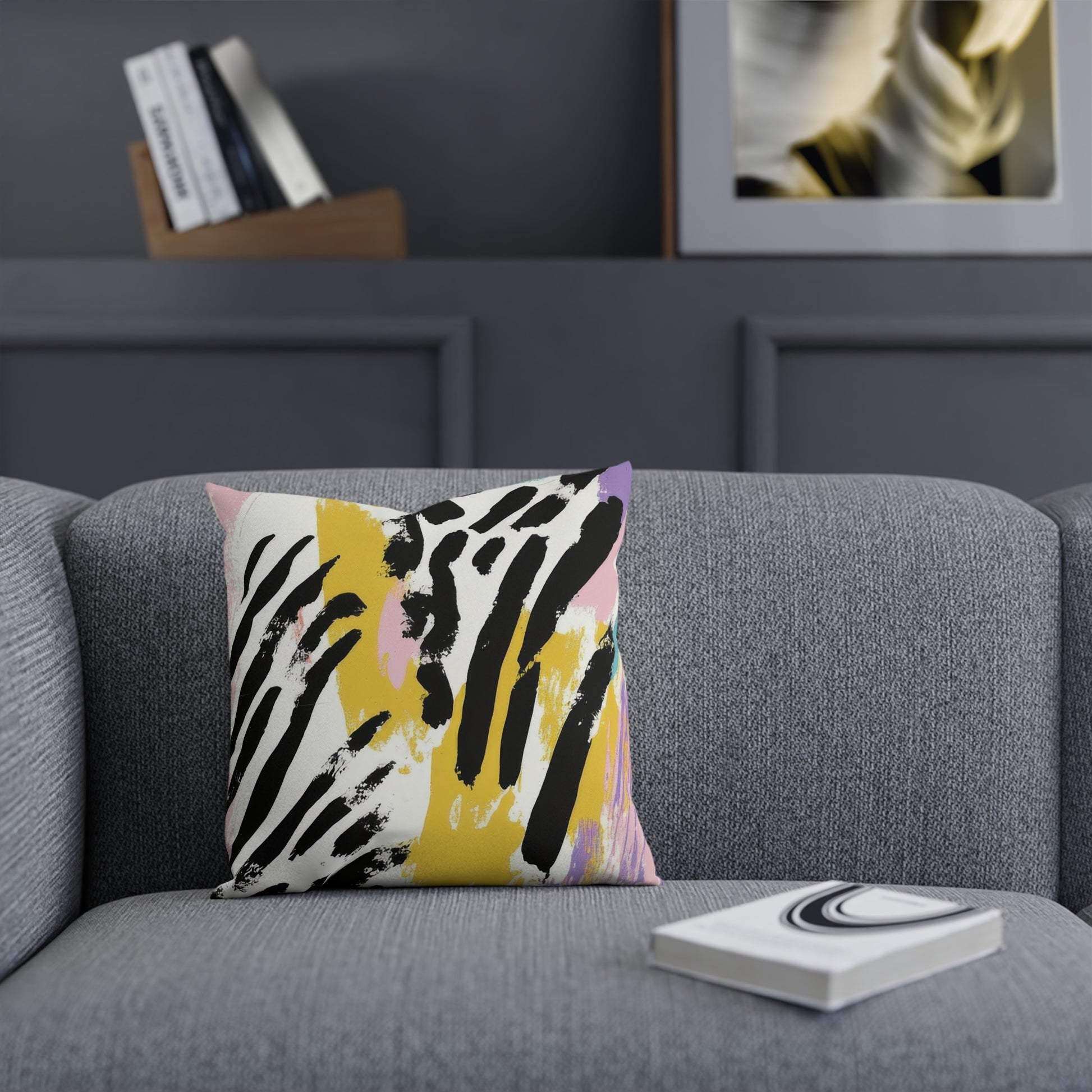 Wild Zebra Stripes x Paint Brush Strokes Multi-Color Cushion, Artsulli - Art is Long, Life is Short, Home Decor, , , , , , , 