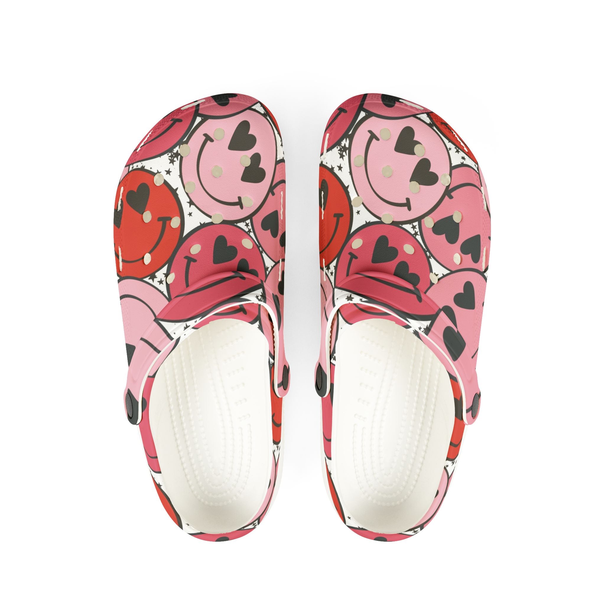 Smiley Face x Heart Eyes Pink and Red EVA Foam Rubber Shoes (AOP), Artsulli - Art is Long, Life is Short, Shoes, Size, US 6 (Women's), Color, White, , , 67542228476316786503