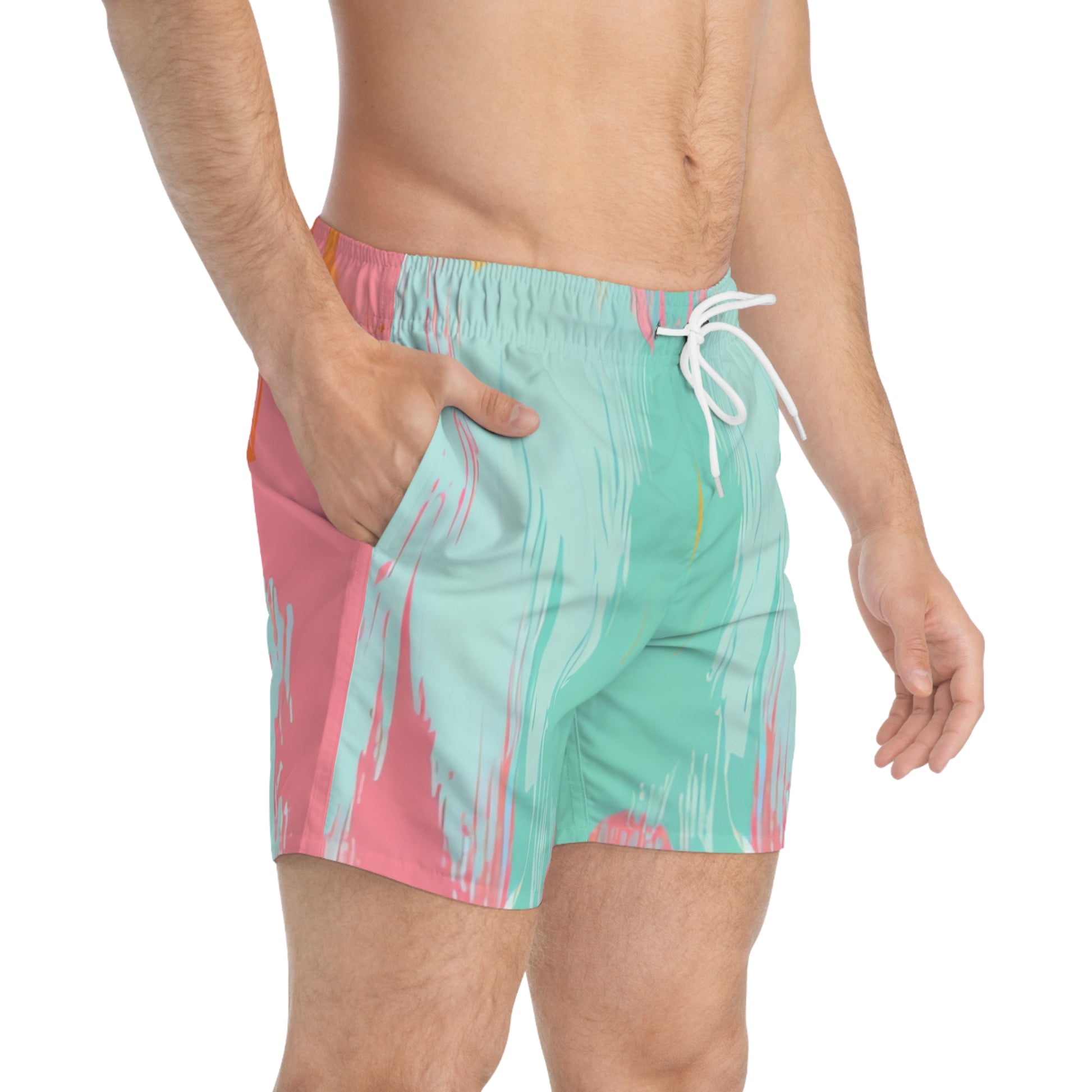 Preppy Pixel Bloom Swim Trunks (AOP), Artsulli - Art is Long, Life is Short, All Over Prints, , , , , , , 