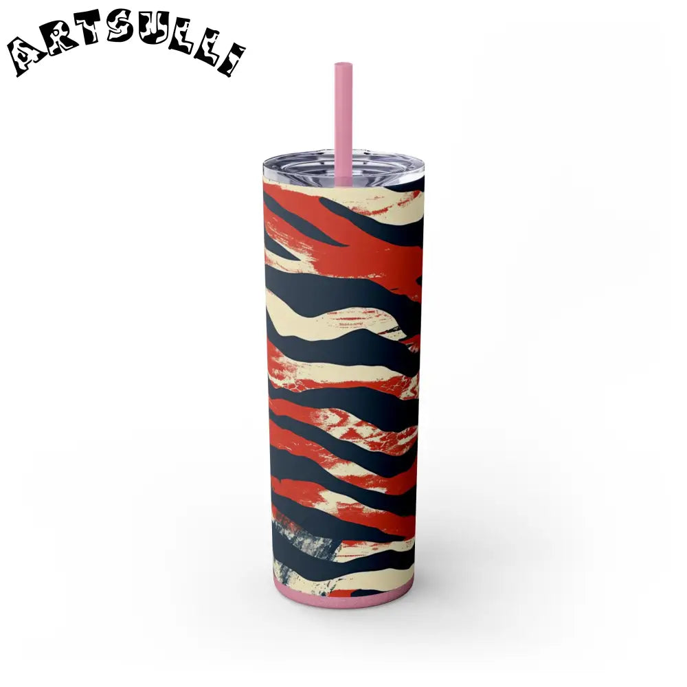 JAKKOUTTHEBXX Capricious Tiger Wave Skinny Tumbler with Straw 20oz