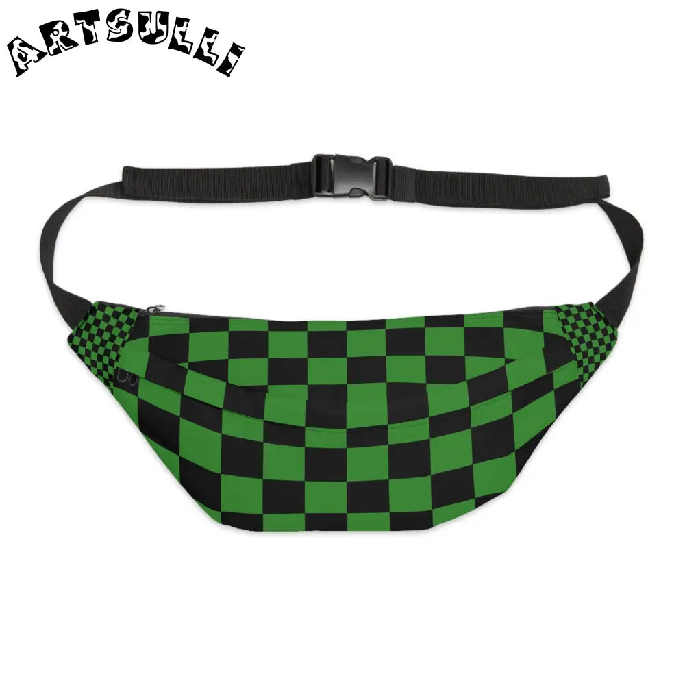 JAKKOUTTHEBXX Checkerboard Green and Black Large Fanny Pack