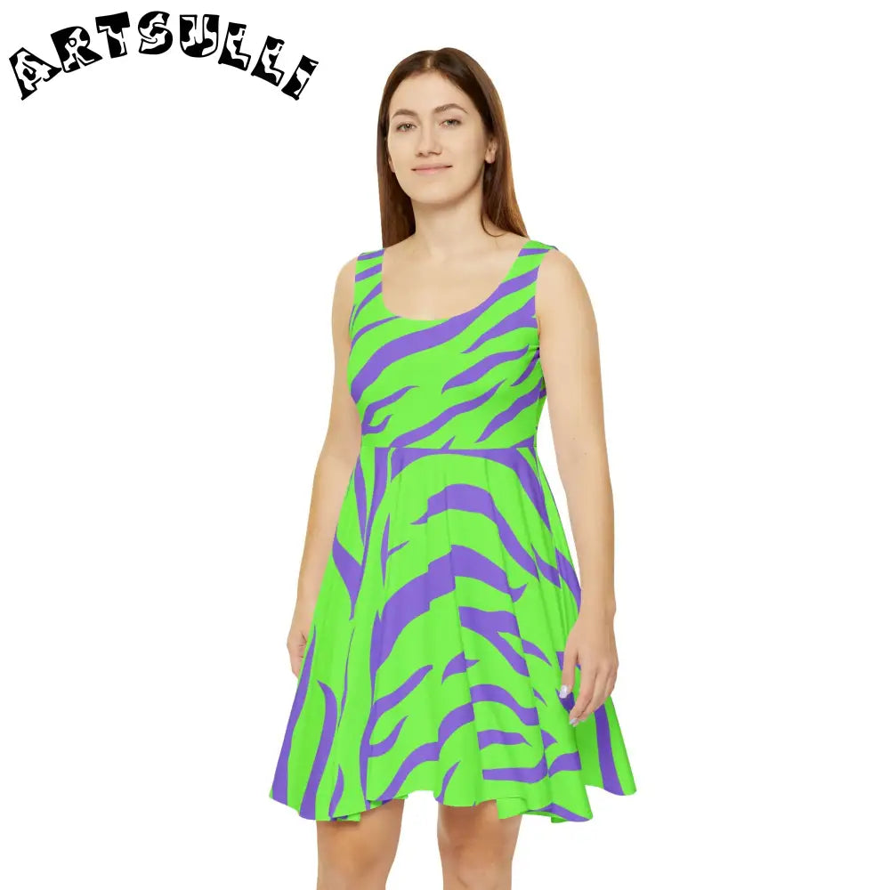 JAKKOUTTHEBXX Tyrannosaurus Print Green and Purple Women’s Skater