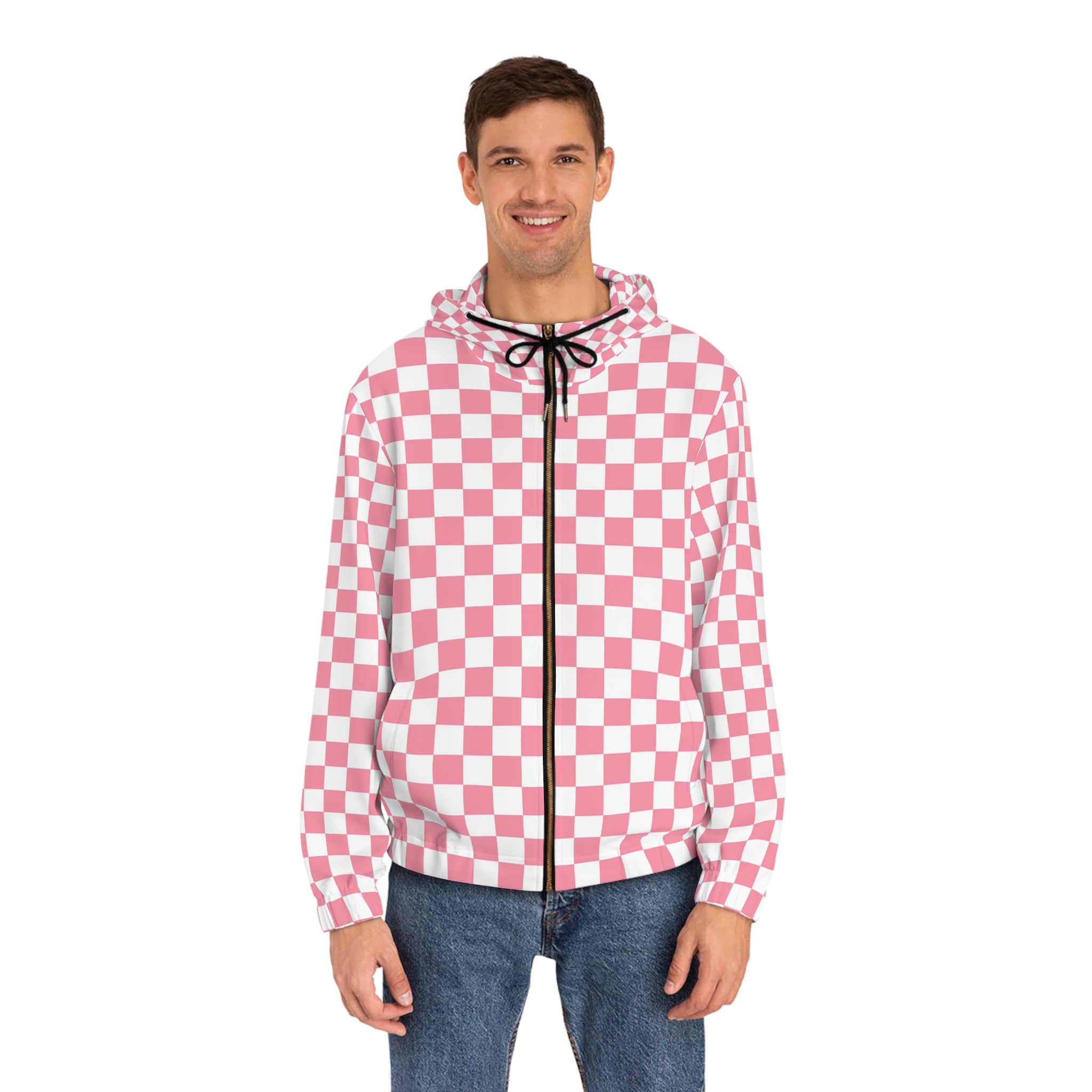 Brigandine Checkered Scene Men's Full-Zip Hoodie (AOP)