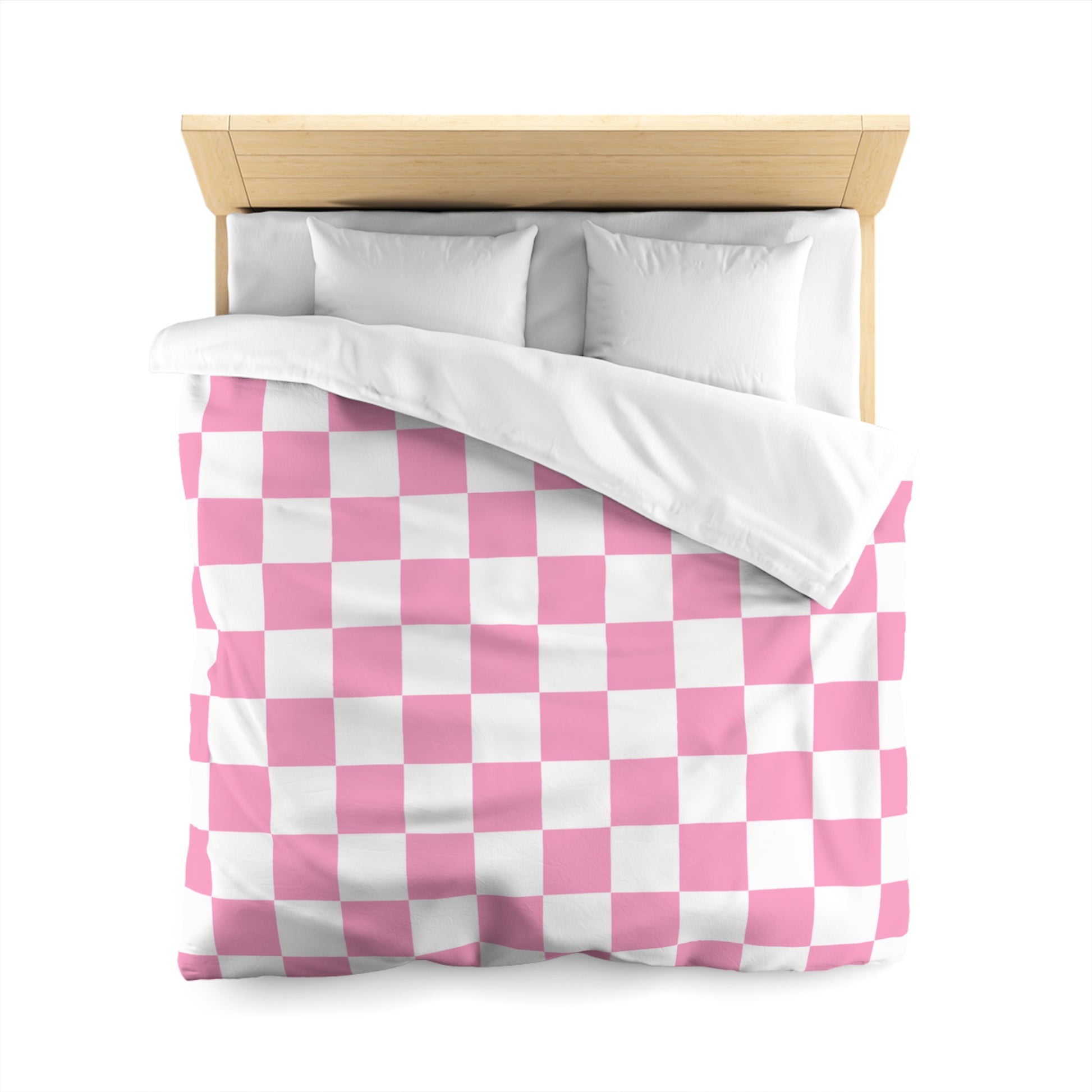 Checkerboard Hot Pink and White Microfiber Duvet Cover, Artsulli - Art is Long, Life is Short, Home Decor, , , , , , , 