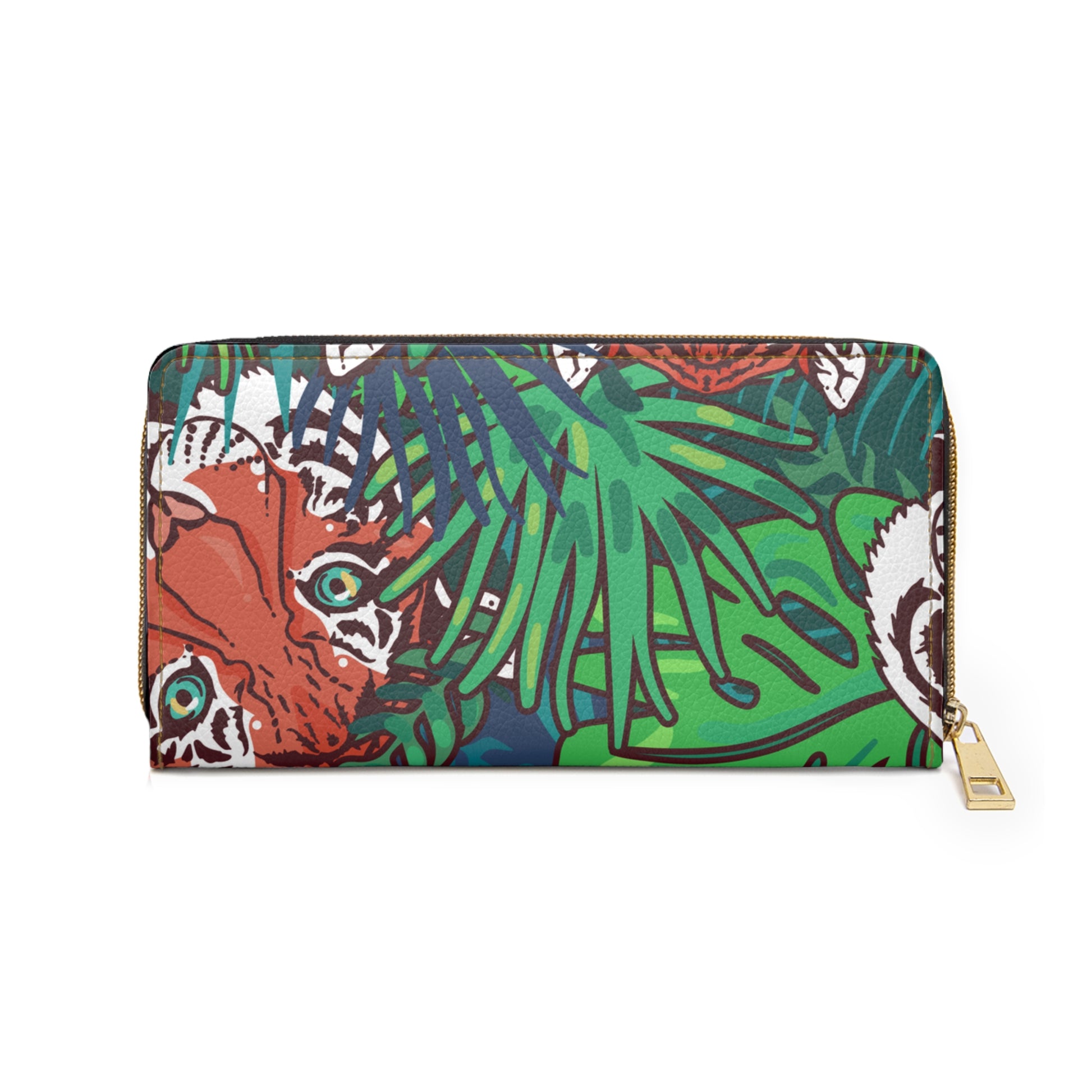 Tropical Jungle Tigers Blue and Green Zipper Wallet, Artsulli - Art is Long, Life is Short, Accessories, , , , , , , 