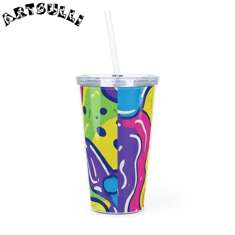 JAKKOUTTHEBXX Colorful Abstract Art Plastic Tumbler with Lid and Straw 2025