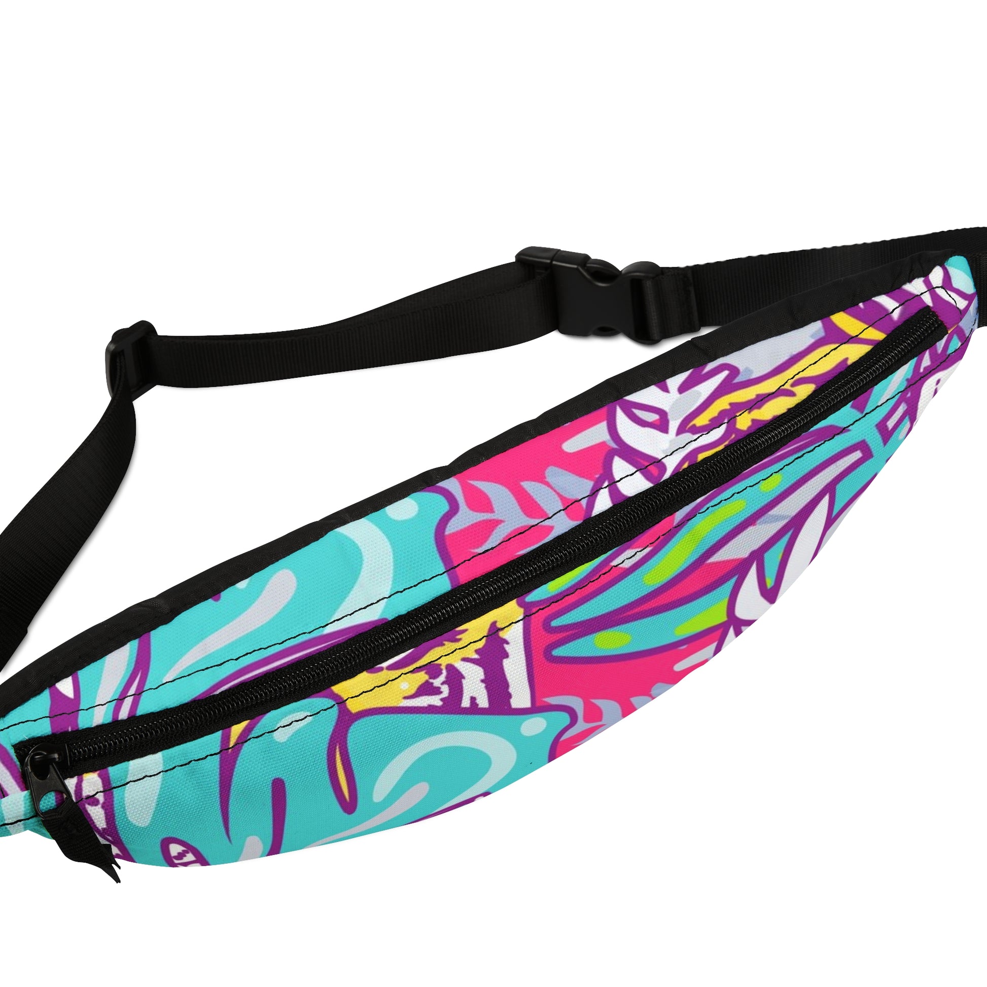 Tropical Floral Tigers Torquise and Purple Fanny Pack, Artsulli - Art is Long, Life is Short, Bags, , , , , , , 