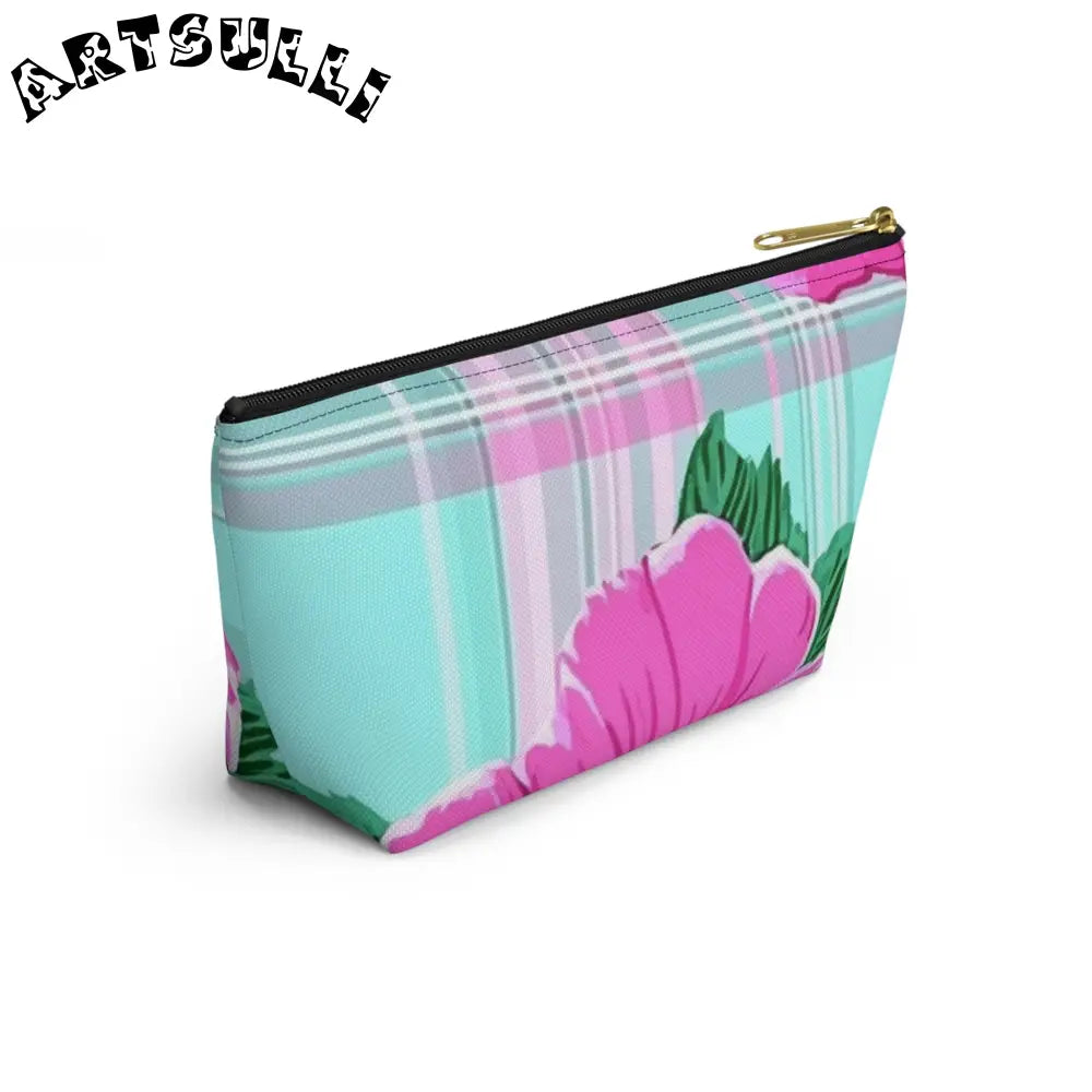 JAKKOUTTHEBXX Pink Floral Art Transferred Cosmetic Pouch