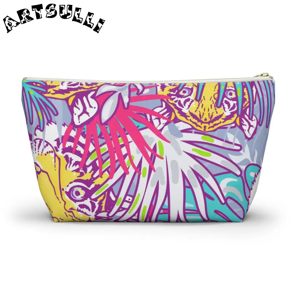 JAKKOUTTHEBXX Tropical Floral Tigers Torquise and Purple Accessory