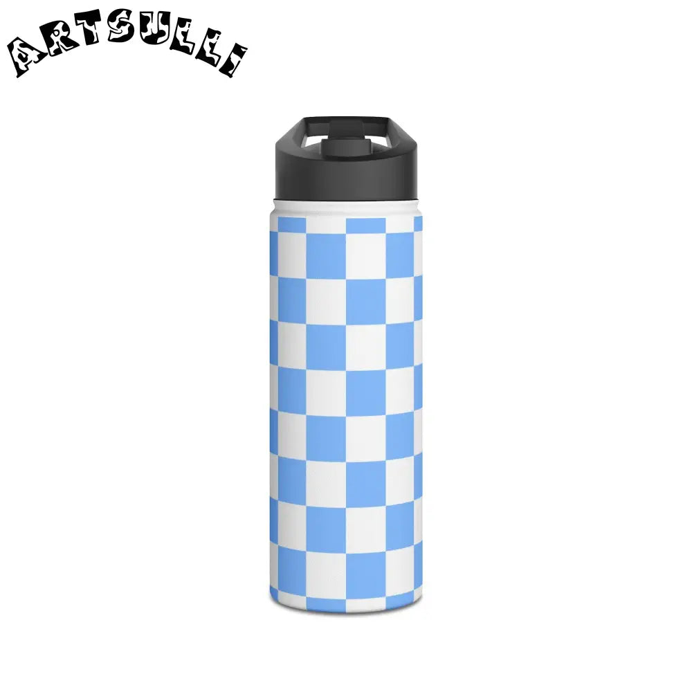 JAKKOUTTHEBXX Checkerboard White and Light Blue Stainless Steel