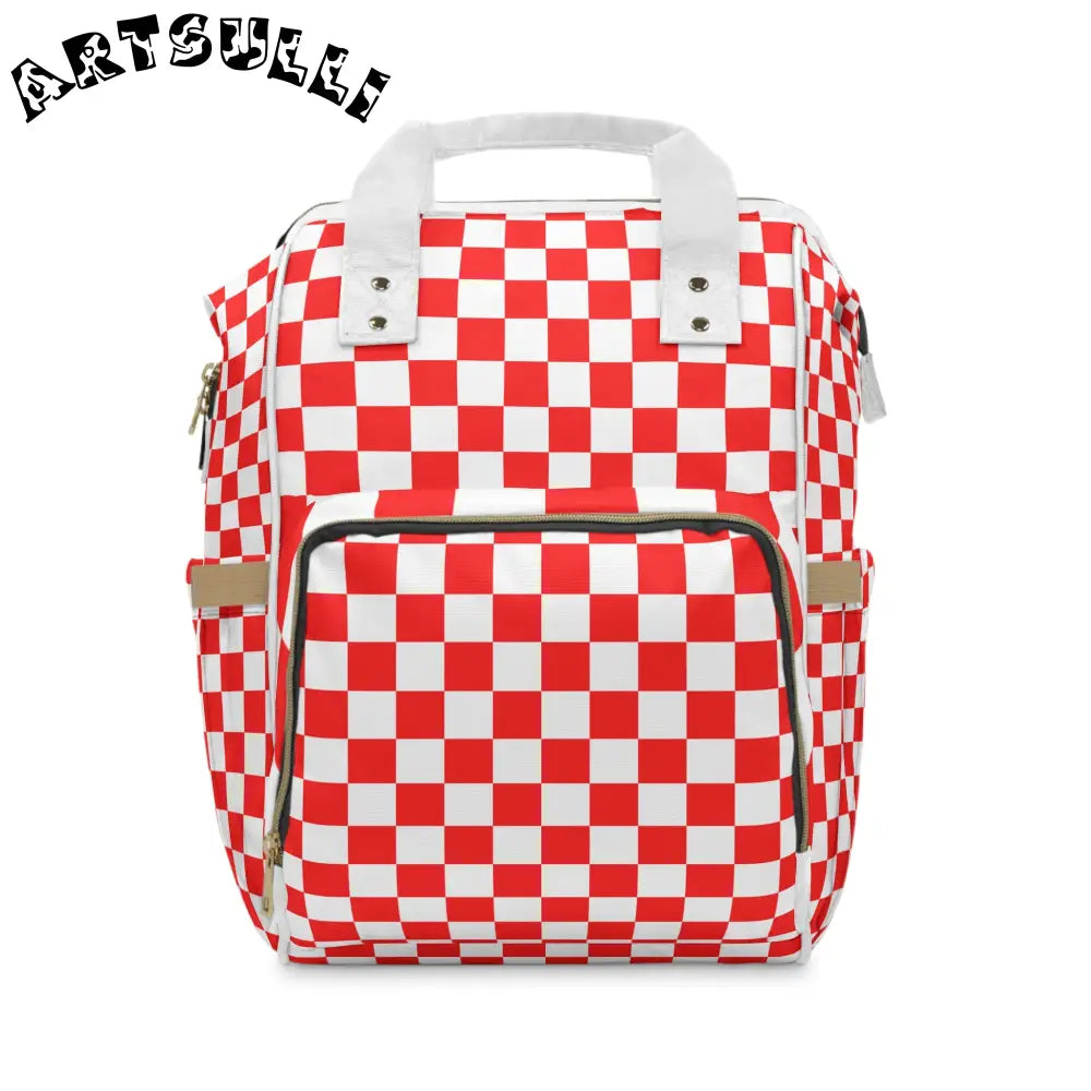 JAKKOUTTHEBXX Checkerboard Red and White Multifunctional Diaper