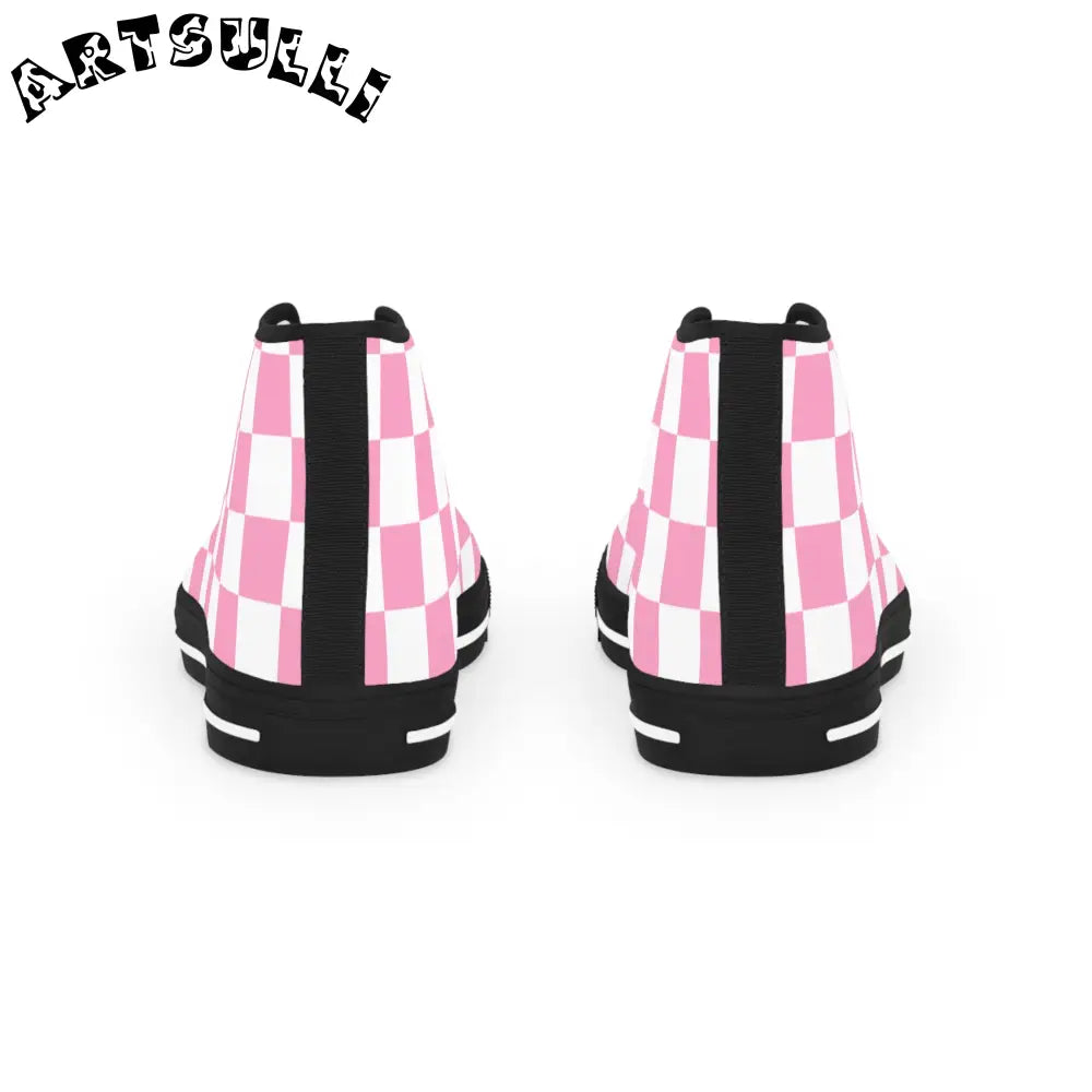JAKKOUTTHEBXX Checkerboard Hot Pink and White Men’s High Top