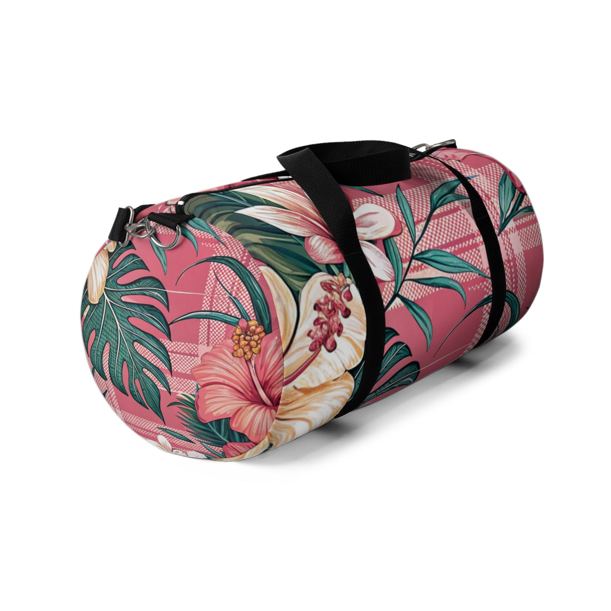 Plaid x Floral Burgundy and Green Duffel Bag, Artsulli - Art is Long, Life is Short, Bags, , , , , , , 