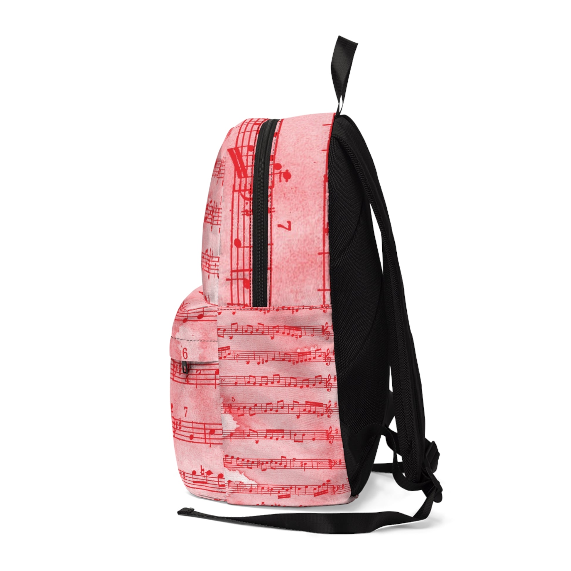 Drip Spill Type Beat Sheet Music Red Unisex Classic Backpack, Artsulli - Art is Long, Life is Short, Bags, , , , , , , 