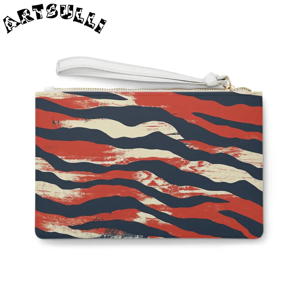 JAKKOUTTHEBXX Abstract Red Navy Blue Cream Clutch Bag with White