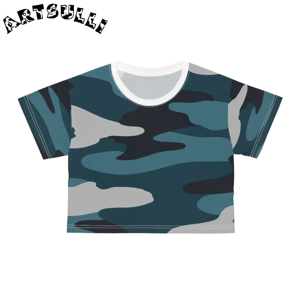 JAKKOUTTHEBXX Blue Camouflage Crop Tee (AOP) JAKKOUTTHEBXX Artsulli