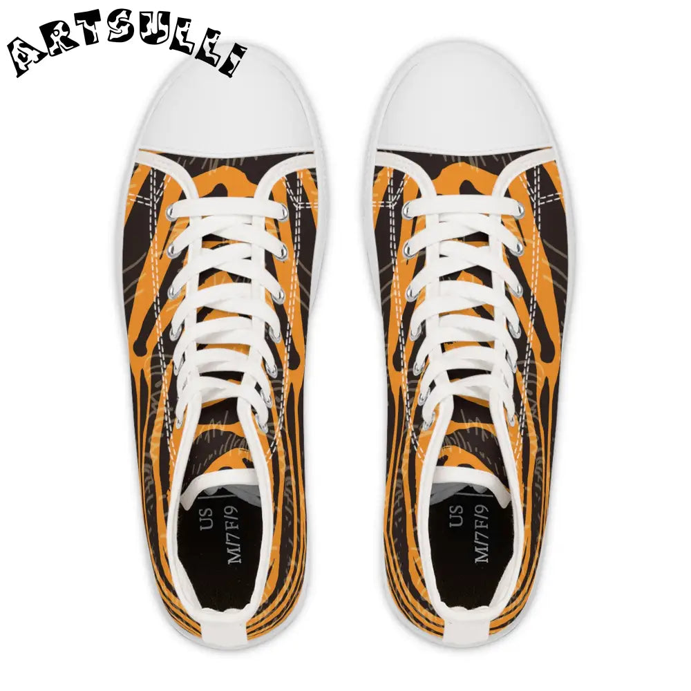 JAKKOUTTHEBXX Tiger Scratches Orange and Black Women’s High Top