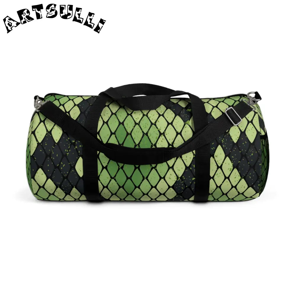 JAKKOUTTHEBXX Snake Skin Green and Black Duffel Bag JAKKOUTTHEBXX