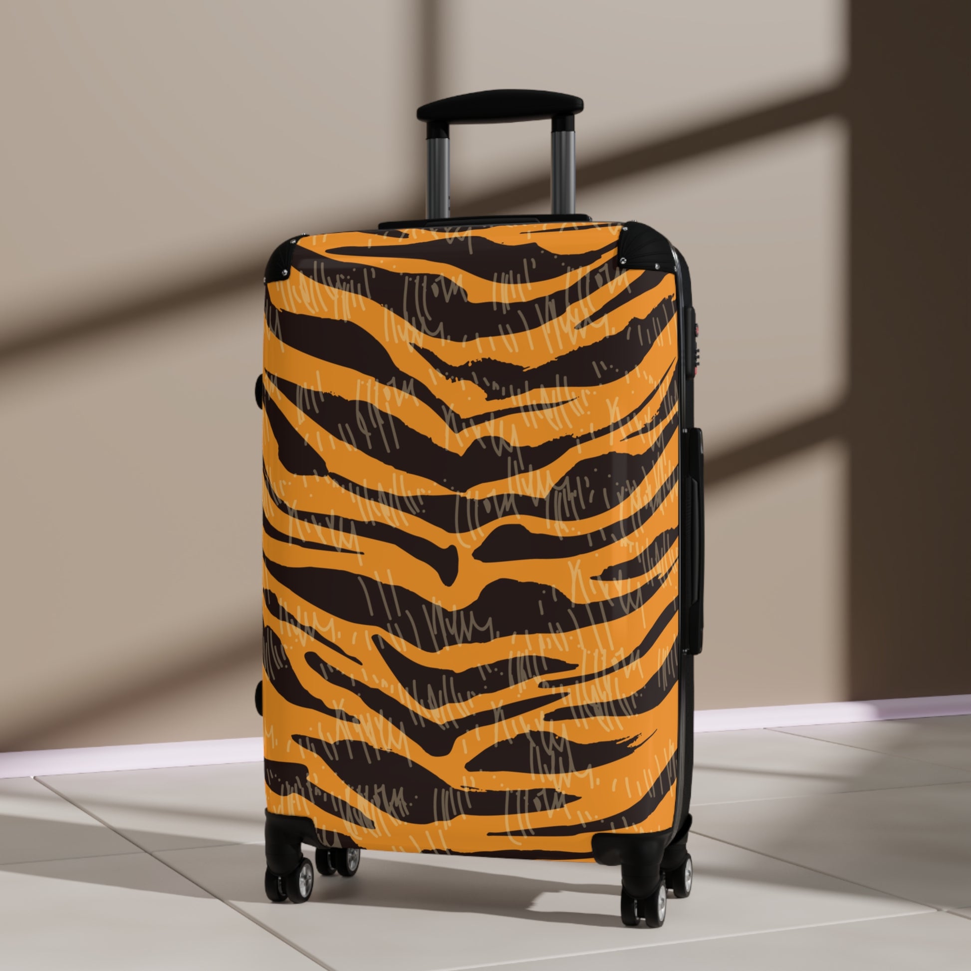 Tiger Scratches Orange & Black Suitcase, Artsulli - Art is Long, Life is Short, Bags, , , , , , , 