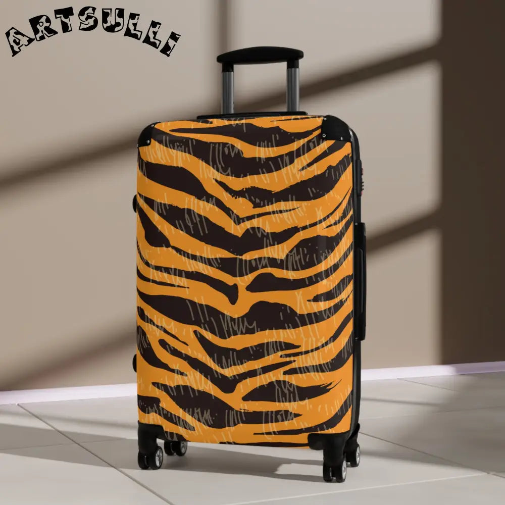 JAKKOUTTHEBXX Tiger Scratches Orange & Black Suitcase JAKKOUTTHEBXX