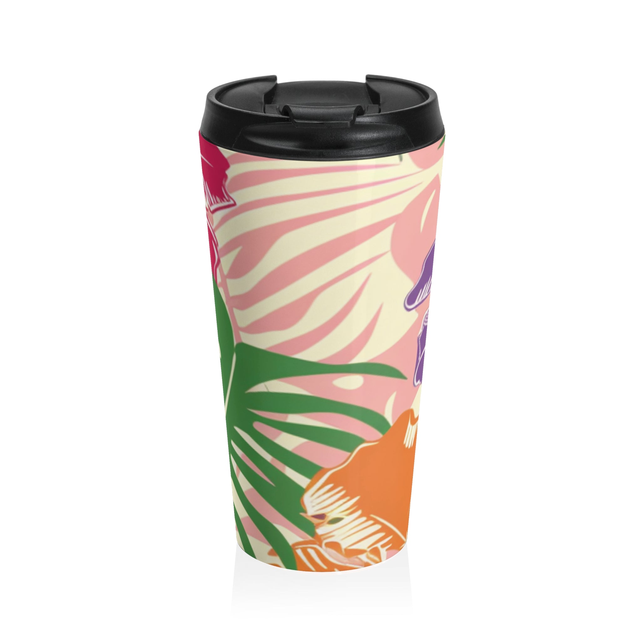 Blooming Tropical Flowers Stainless Steel Travel Mug, Artsulli - Art is Long, Life is Short, Mug, Size, 15oz, , , , , 25019634815905567707