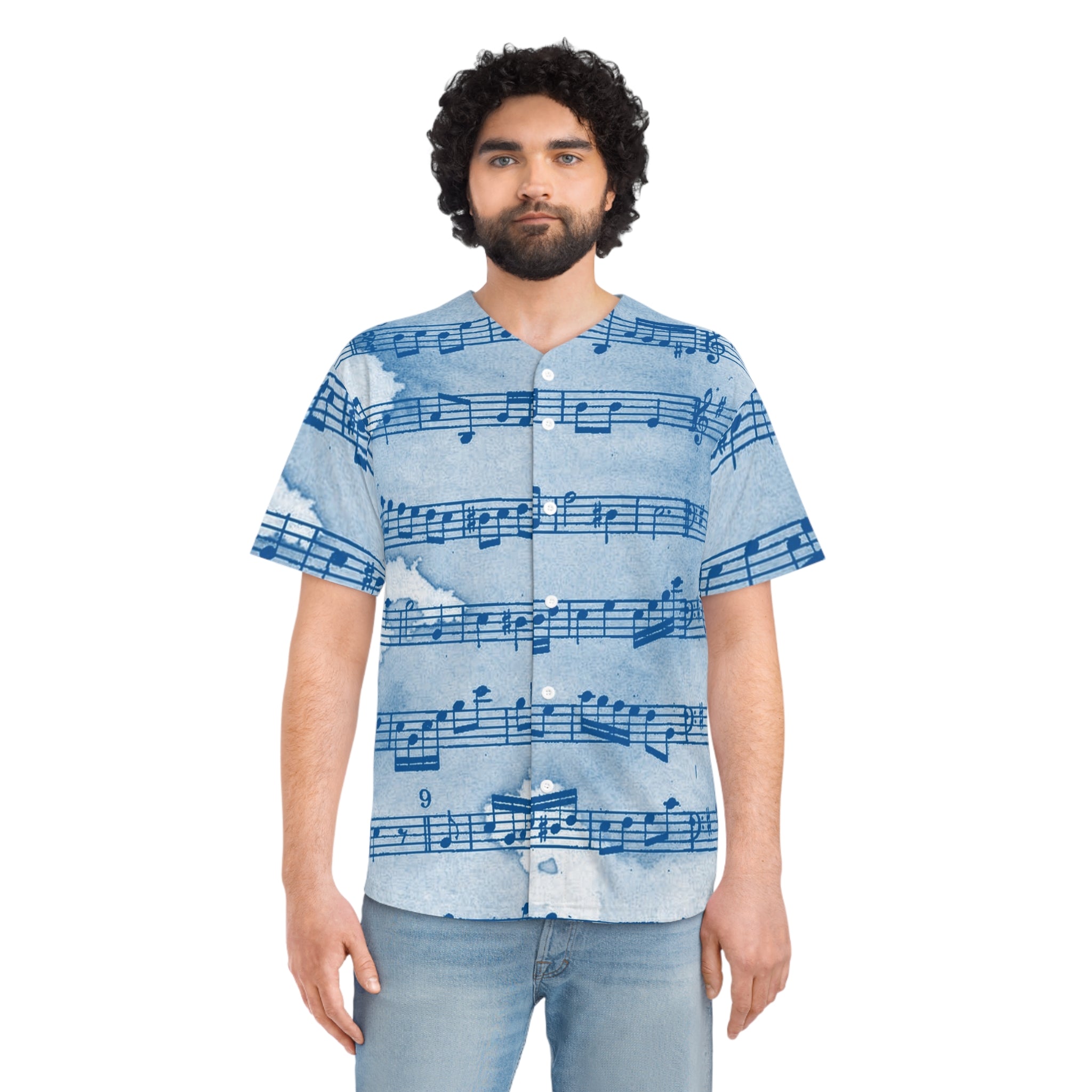 Drip Spill Type Beat Sheet Music Blue Men's Baseball Jersey (AOP), Artsulli - Art is Long, Life is Short, All Over Prints, , , , , , , 