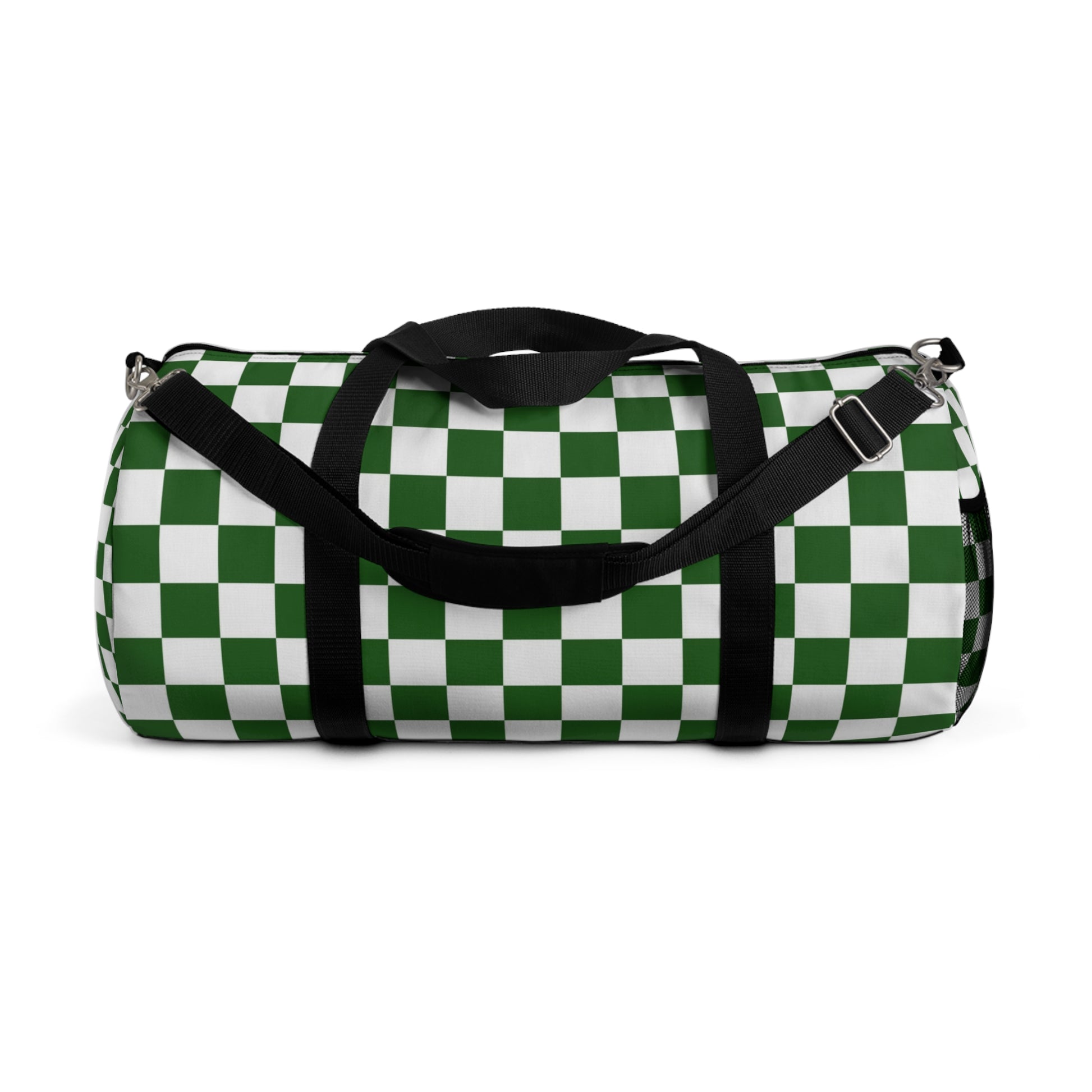 Checkerboard II White and Dark Green Duffel Bag, Artsulli - Art is Long, Life is Short, Bags, Size, Large, , , , , 31269236123009703741