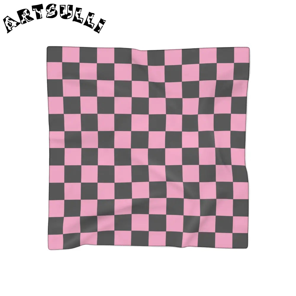 JAKKOUTTHEBXX Checkerboard Black and Pink Poly Scarf JAKKOUTTHEBXX