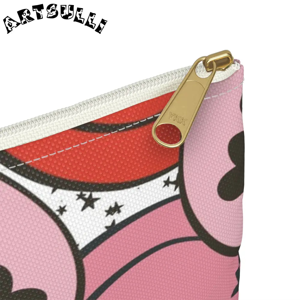 JAKKOUTTHEBXX Smiley Face x Heart Eyes Pink and Red Accessory Pouch
