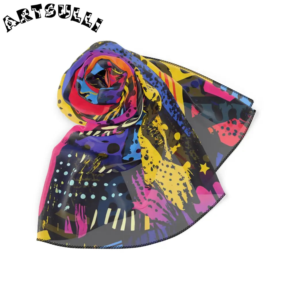 JAKKOUTTHEBXX Retro Riot 80s Graffiti Stars Poly Scarf JAKKOUTTHEBXX