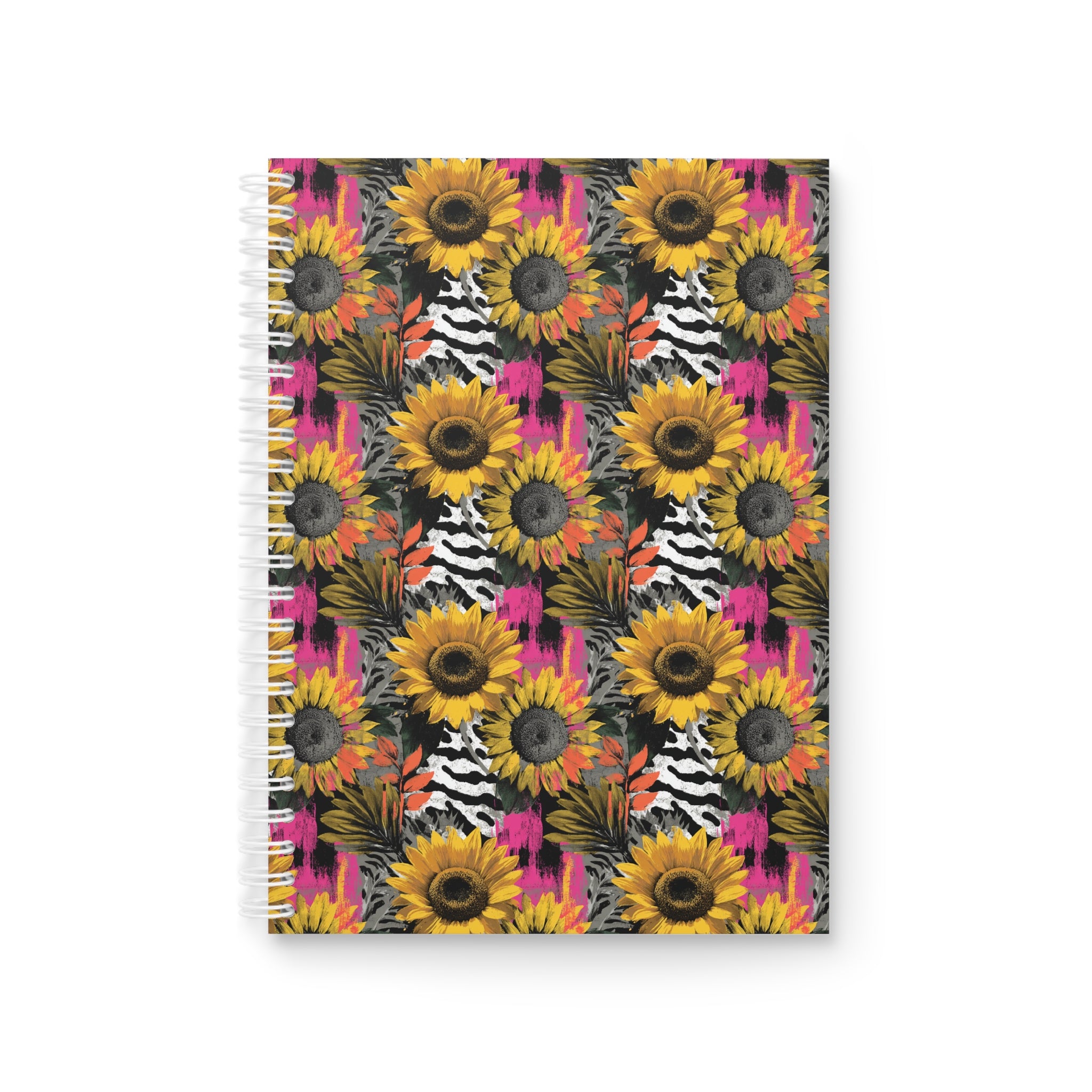Zebra Stripes x Sunflowers Multi-Color Spiral Notebook, Artsulli - Art is Long, Life is Short, Paper products, Size, One Size, , , , , 19216793913486533477
