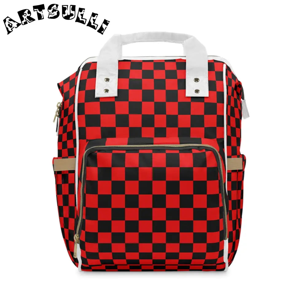 JAKKOUTTHEBXX Checkerboard Red and Black Multifunctional Diaper