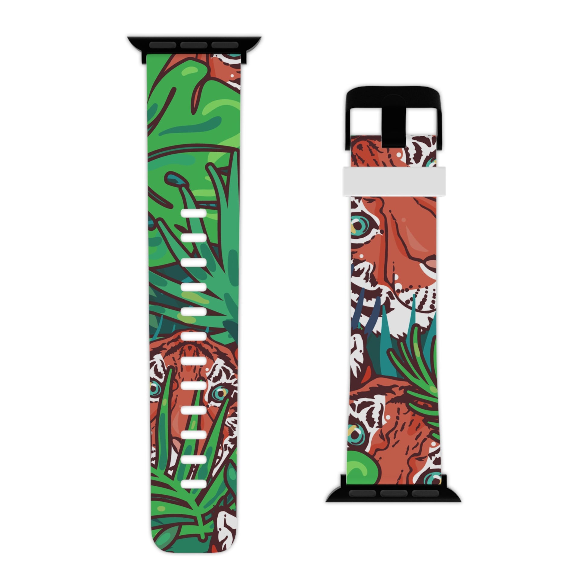 Tropical Jungle Tigers Blue and Green Saturated Jungle Tiger 8K Watch Band for Apple Watch, Artsulli - Art is Long, Life is Short, Accessories, , , , , , , 