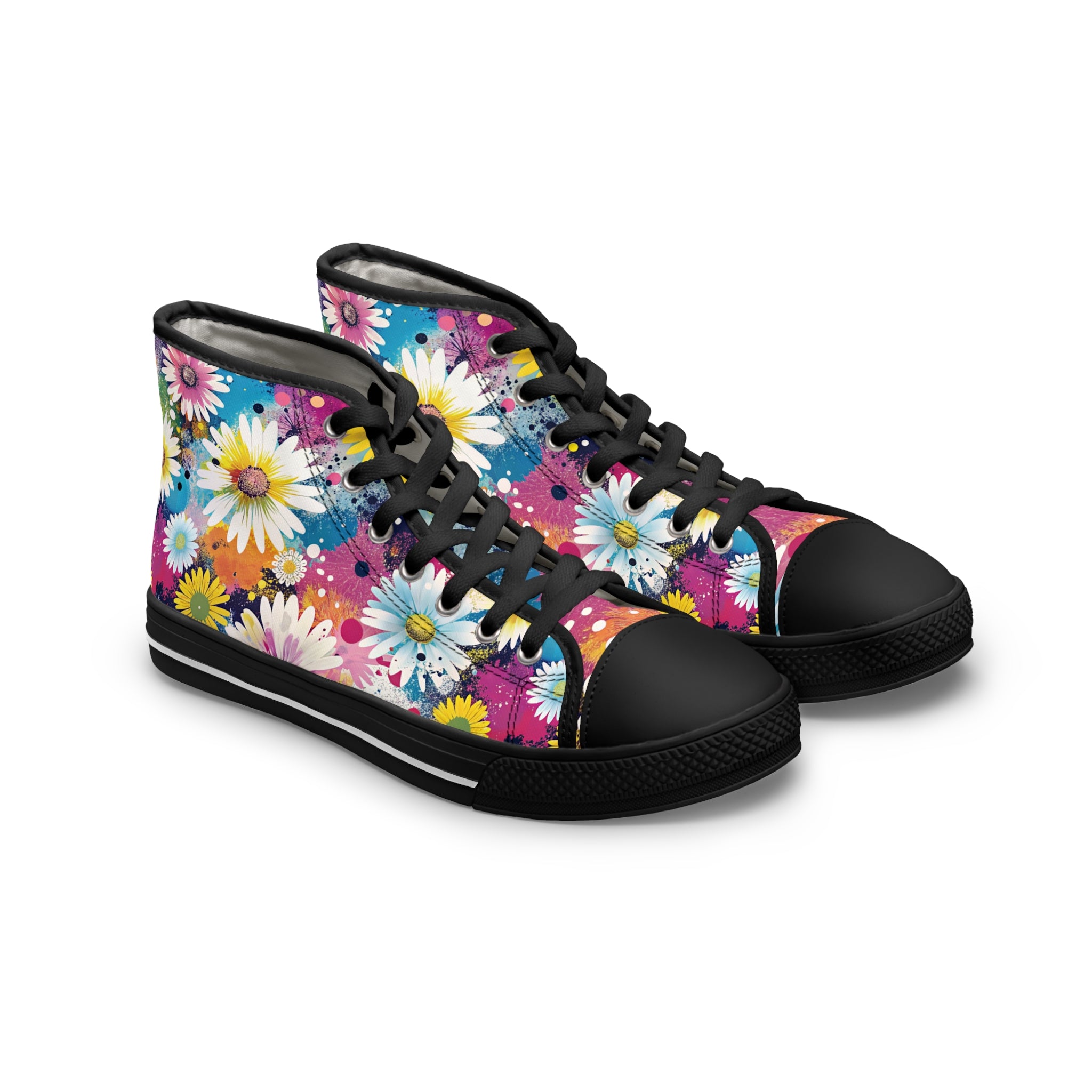 Magical Flower Explosion V Multi-Color Women's High Top Sneakers, Artsulli - Art is Long, Life is Short, Shoes, Size, US 5.5, Color, Black sole, , , 16495577140213381448