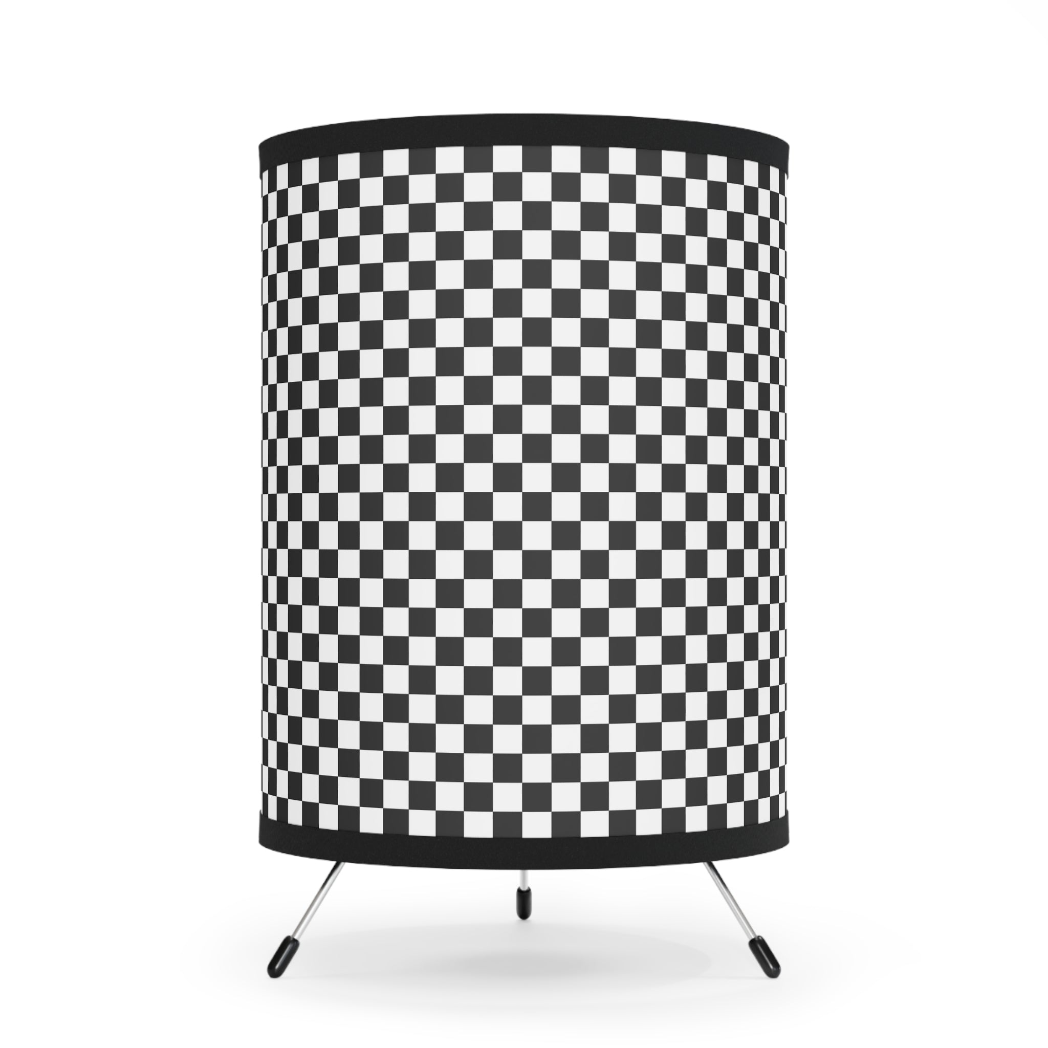 Checkerboard White and Black Tripod Lamp with High-Res Printed Shade, US\CA plug, Artsulli - Art is Long, Life is Short, Home Decor, Size, One size, Color, Black, , , 23270992837254297508
