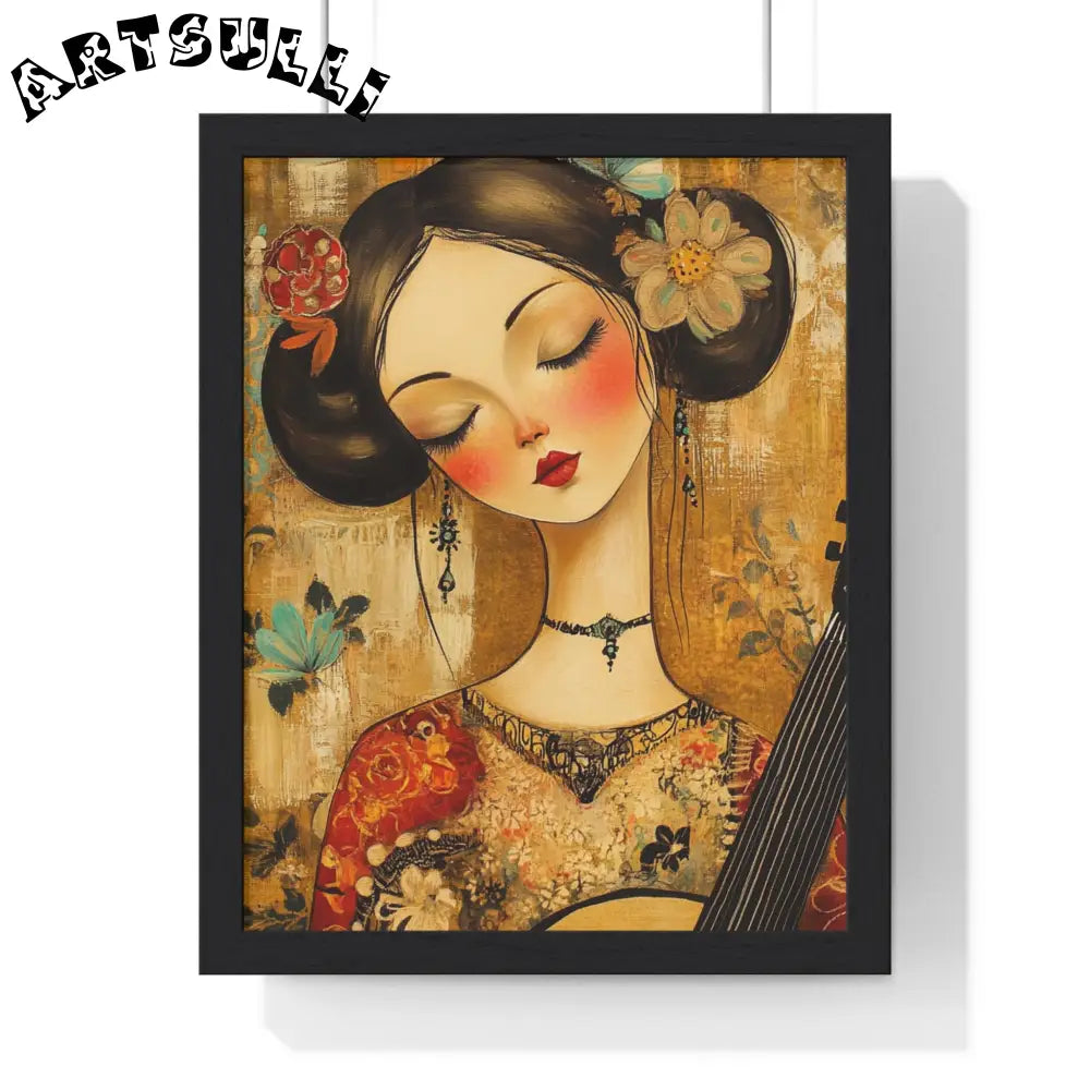 JAKKOUTTHEBXX Stylized Woman Musician Wood-Framed Poster 2025