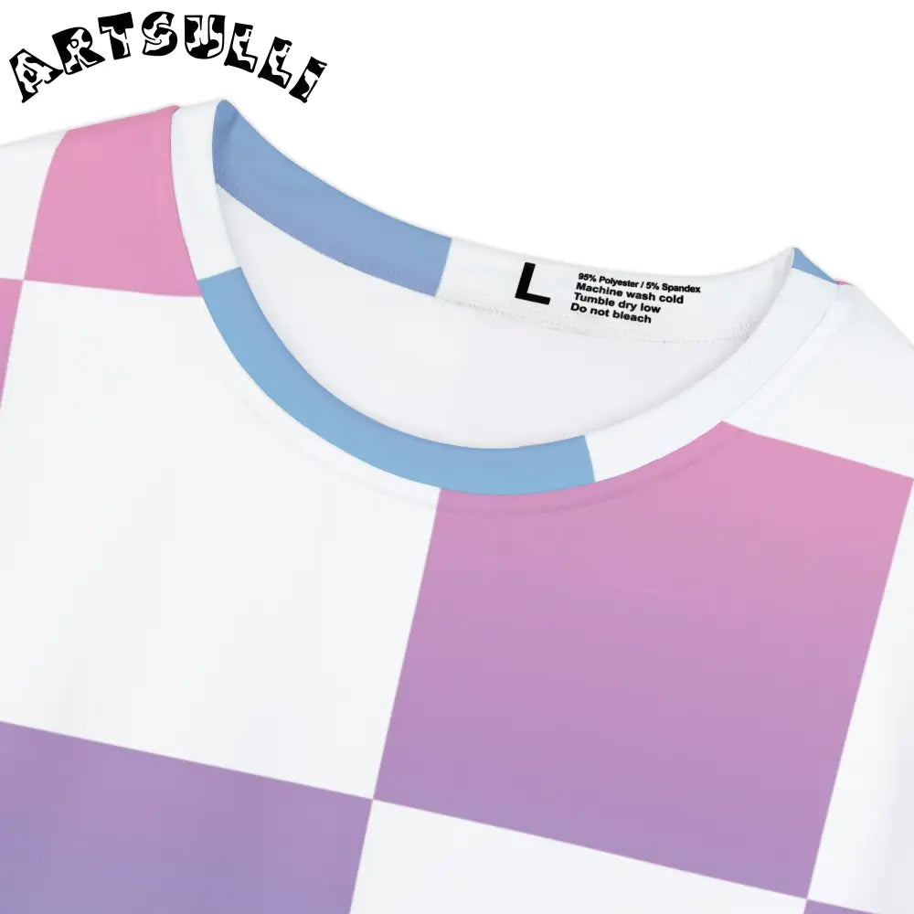 JAKKOUTTHEBXX Vaporwave Check Women’s Short Sleeve Shirt (AOP)