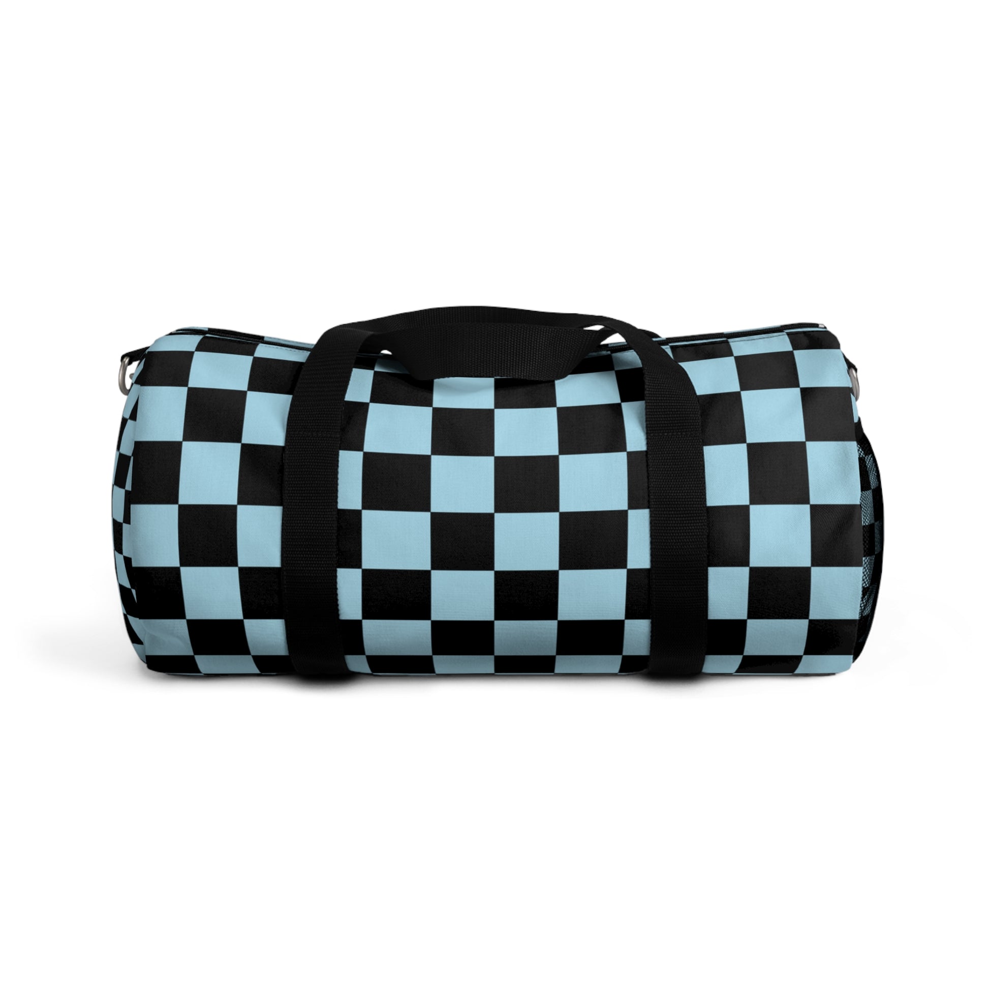Checkerboard Black and Blue Duffel Bag, Artsulli - Art is Long, Life is Short, Bags, Size, Small, , , , , 30566735690619613637